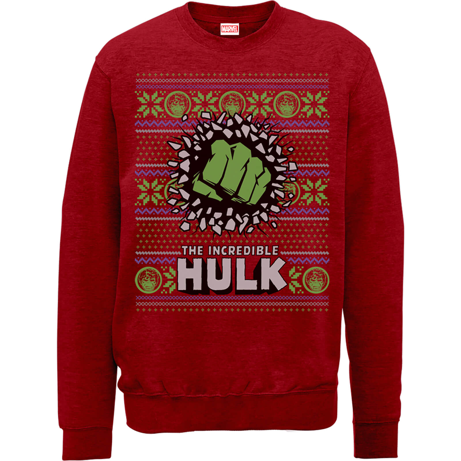 Marvel Comics The Incredible Hulk Red Christmas Sweatshirt - S
