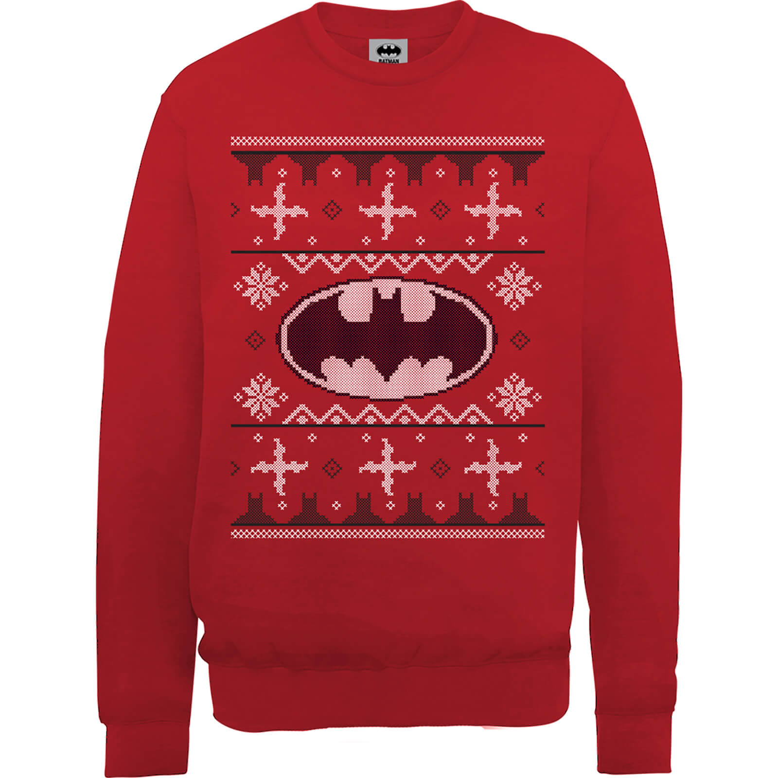 DC Comics Batman Christmas Knit Logo Red Christmas Sweater - S