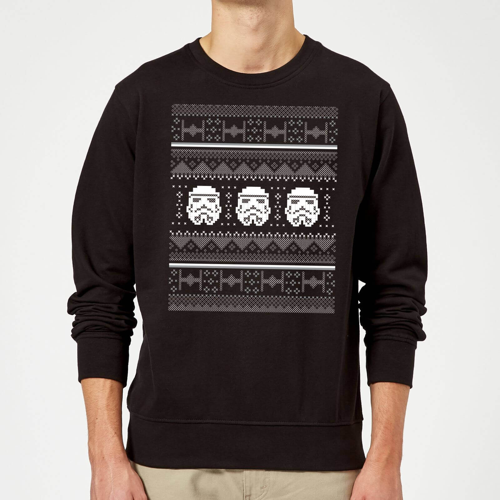 Star Wars Christmas Stormtrooper Knit Black Christmas Sweatshirt - M - Black