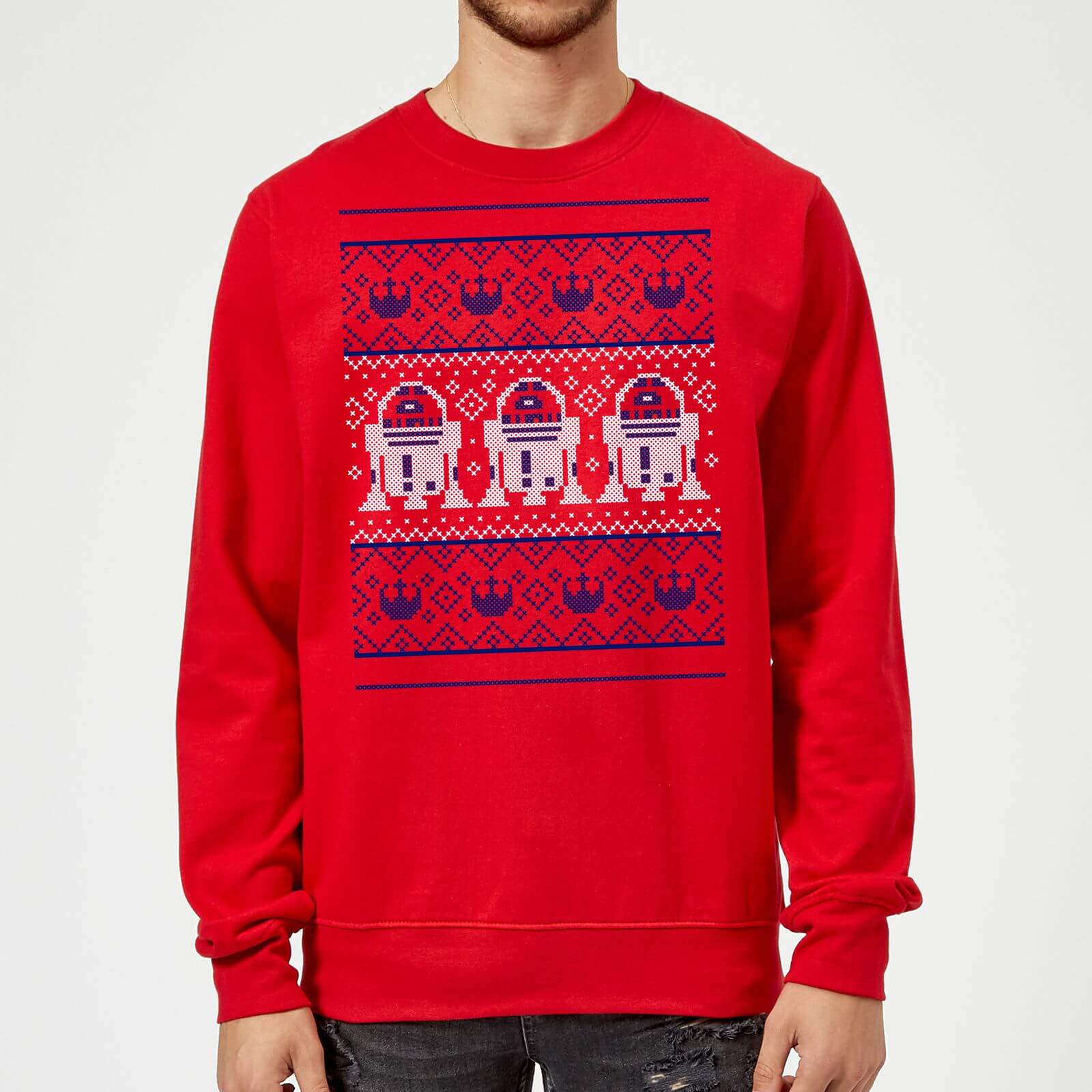 Star Wars R2D2 Christmas Knit Red Christmas Sweatshirt - XXL - Red