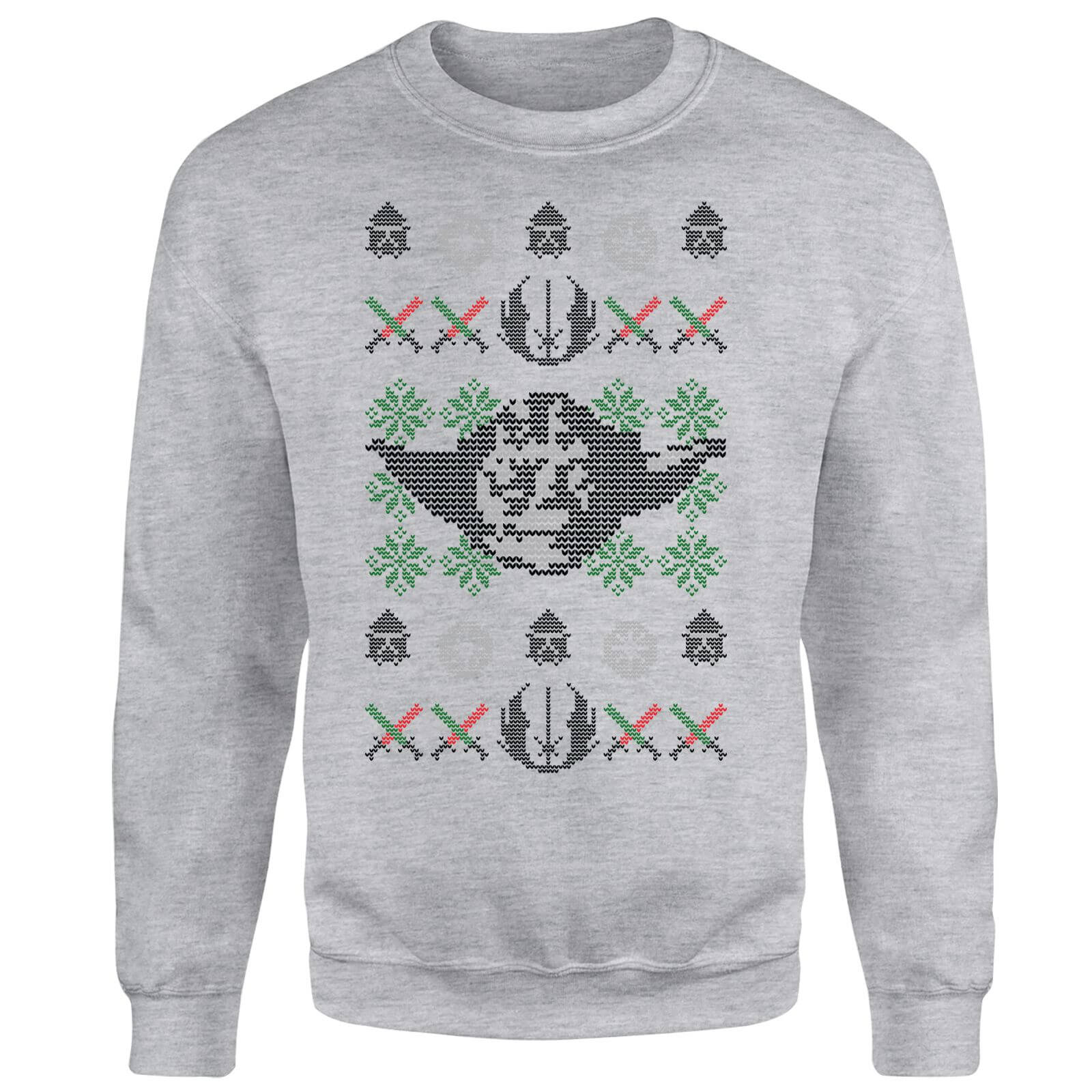 Star Wars Yoda Face Knit Weihnachtspullover – Grau – S