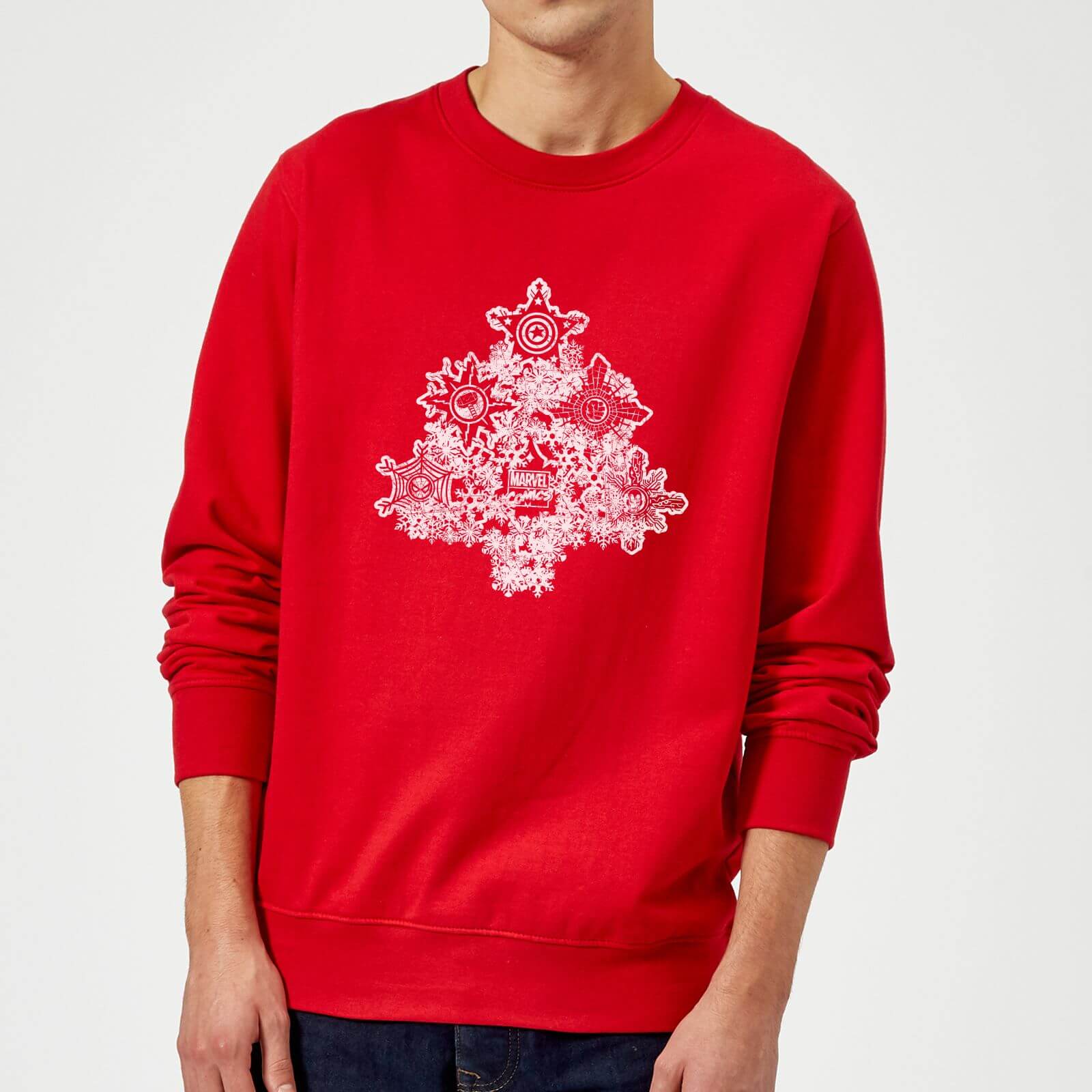 Marvel Comics Marvel Shields Christmas Tree Red Christmas Sweatshirt - M