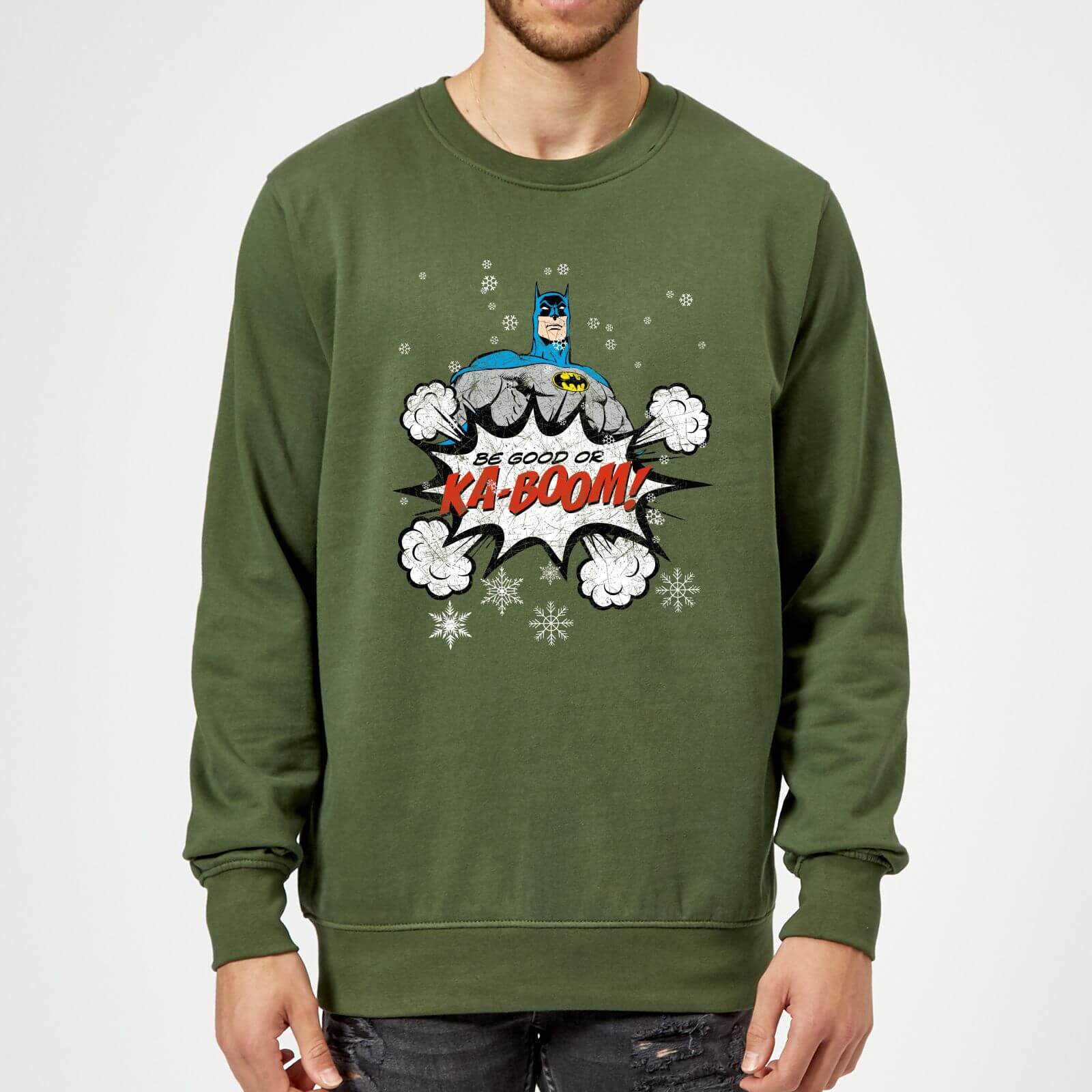 DC Comics Originals Batman Be Good Or Kaboom Green Christmas Sweater - XL