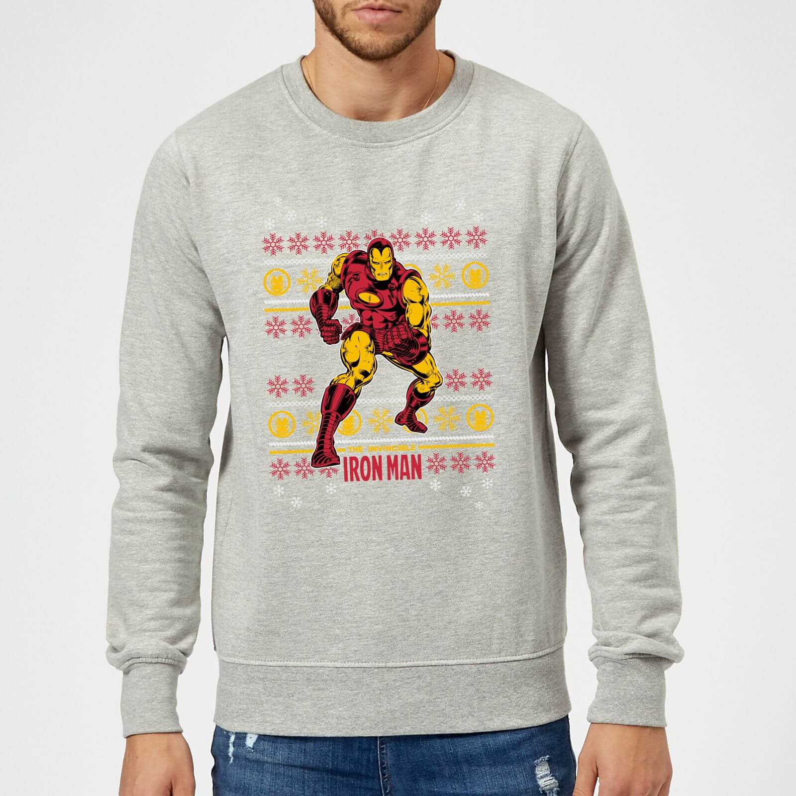 Marvel Comics The Invincible Ironman Grey Christmas Sweatshirt - S - Grey