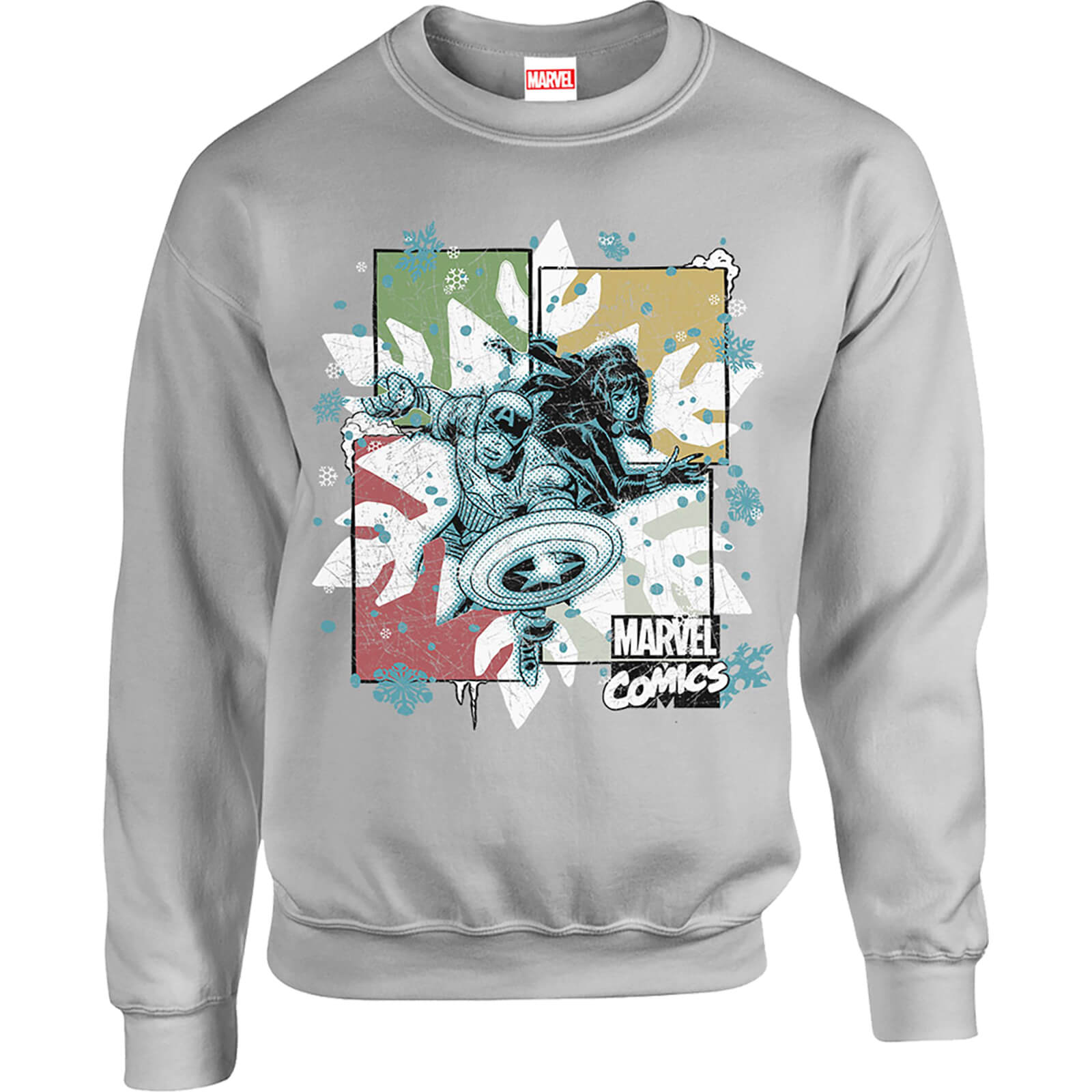 Marvel Comics Black Widow Captain America Grey Christmas Sweatshirt - S