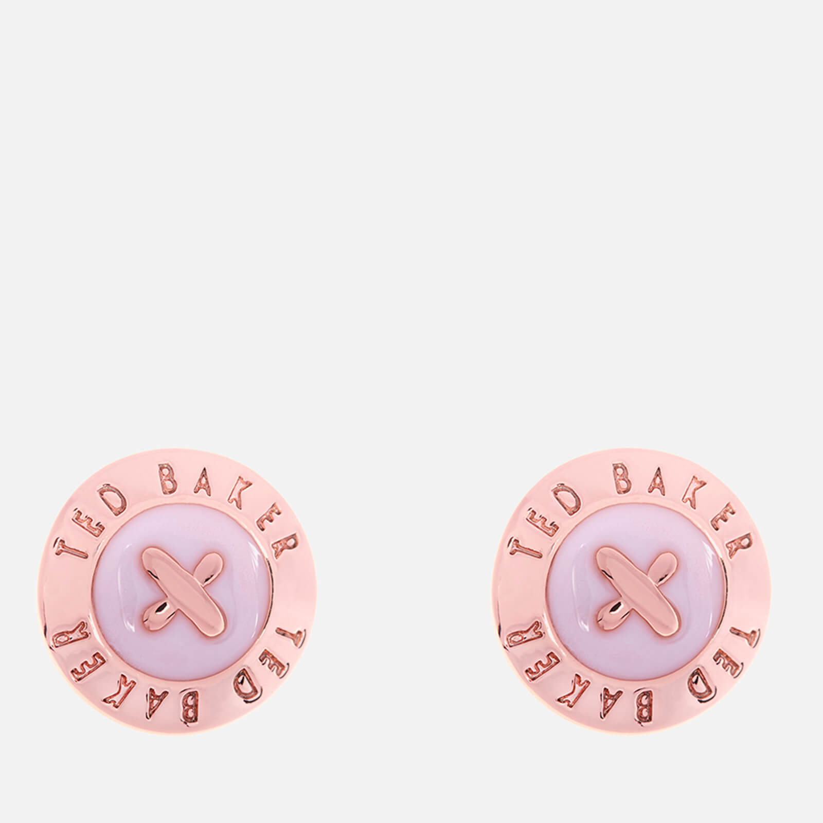 Ted Baker Women's Eisley Enamel Mini Button Earrings - Rose Gold/Baby Pink - Rose Gold