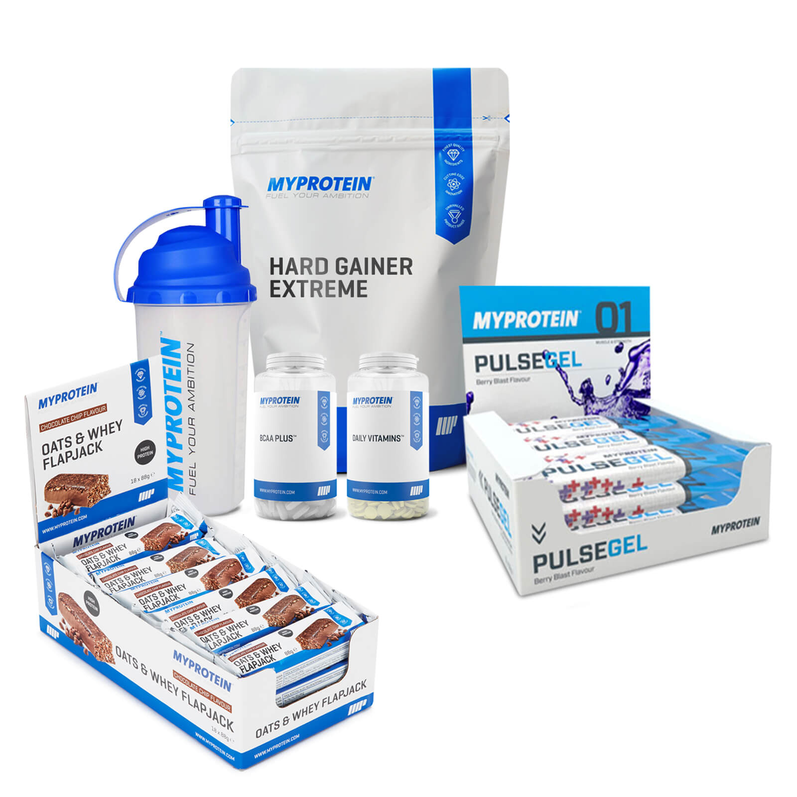 Myprotein Mass Gain & Bulking Bundle - Chocolate Peanut - Berry Blast - Chocolate Smooth