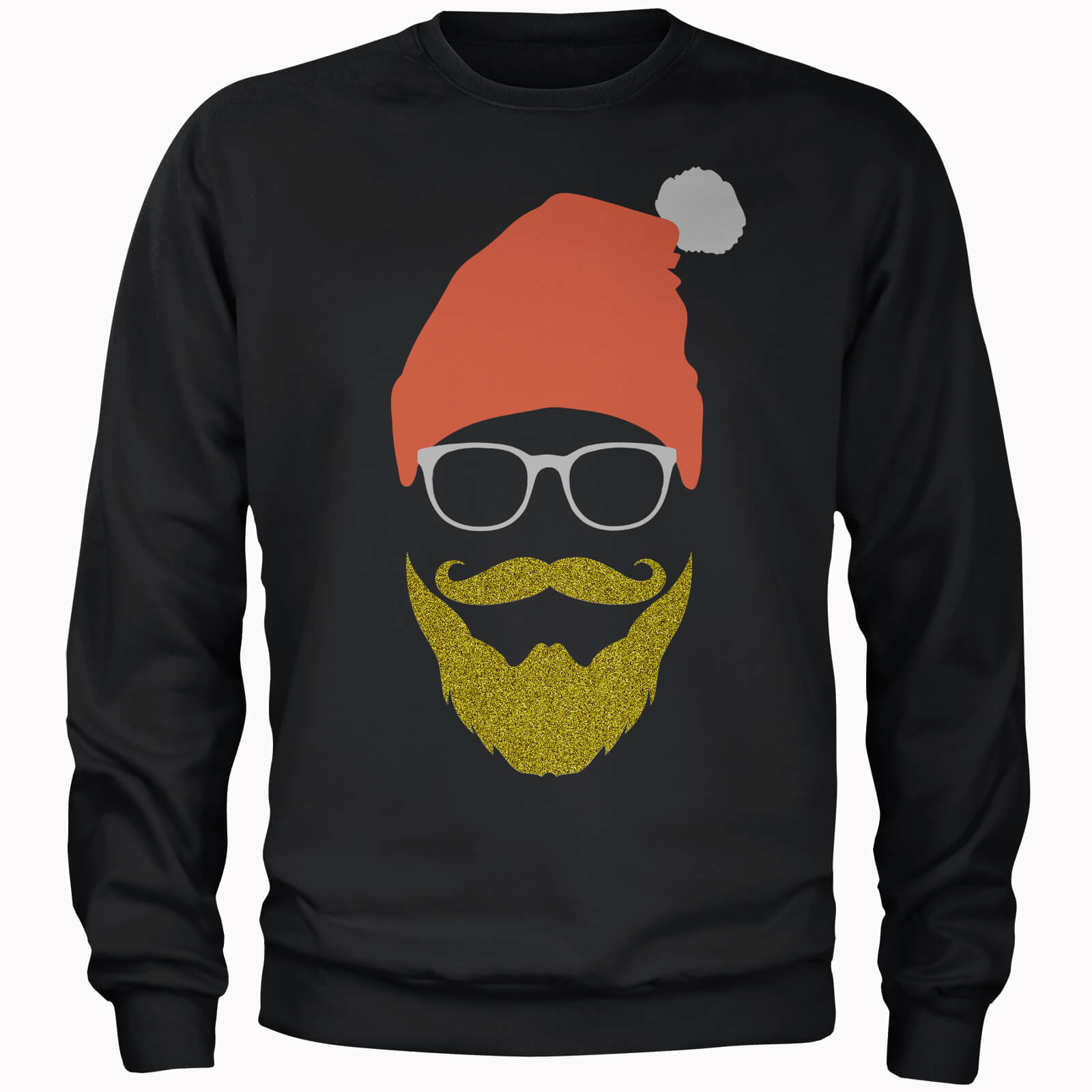 

Felpa Hipster Santa Glitter Beard Black Christmas - XXL