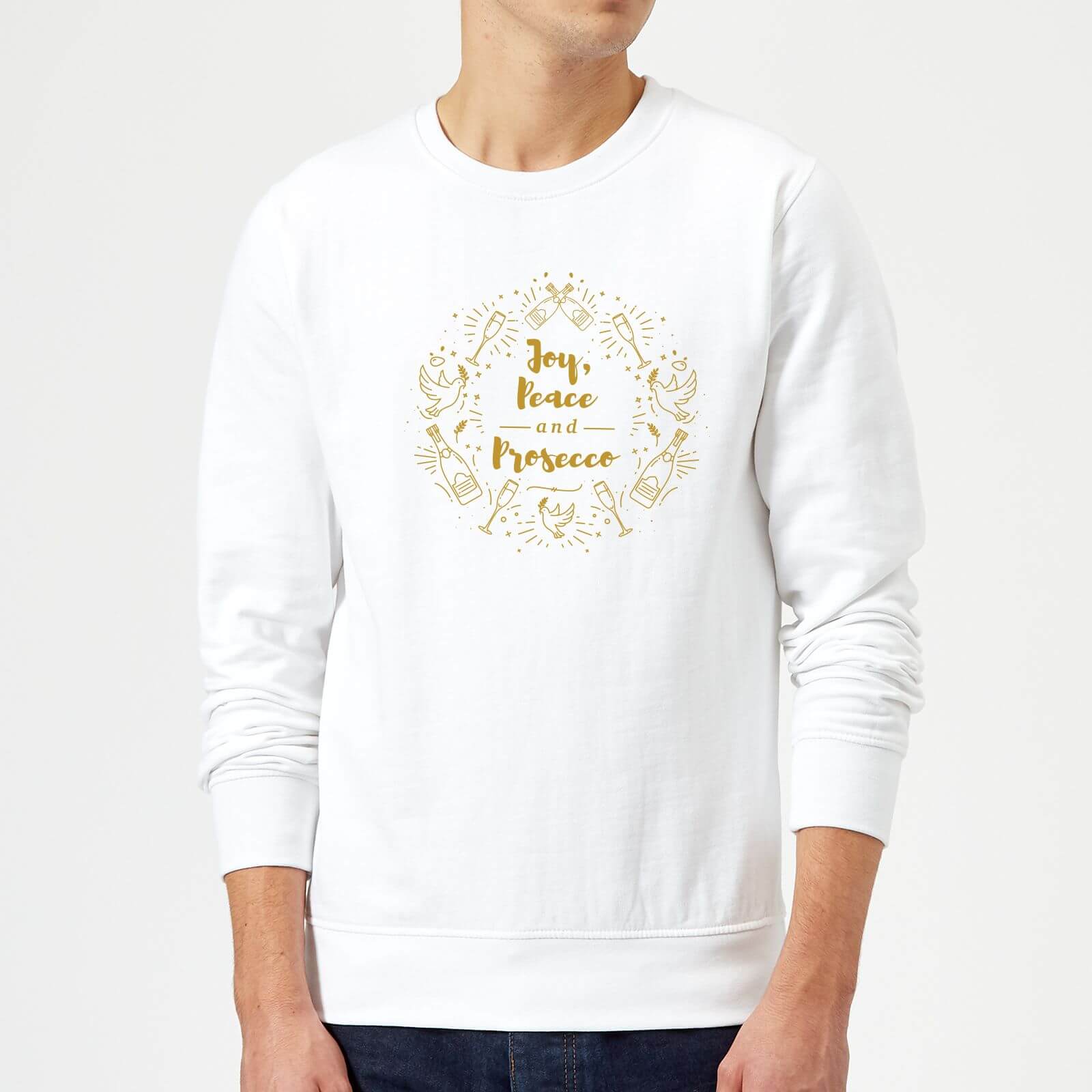 Joy, Peace And Prosecco Sweatshirt - White - S - White