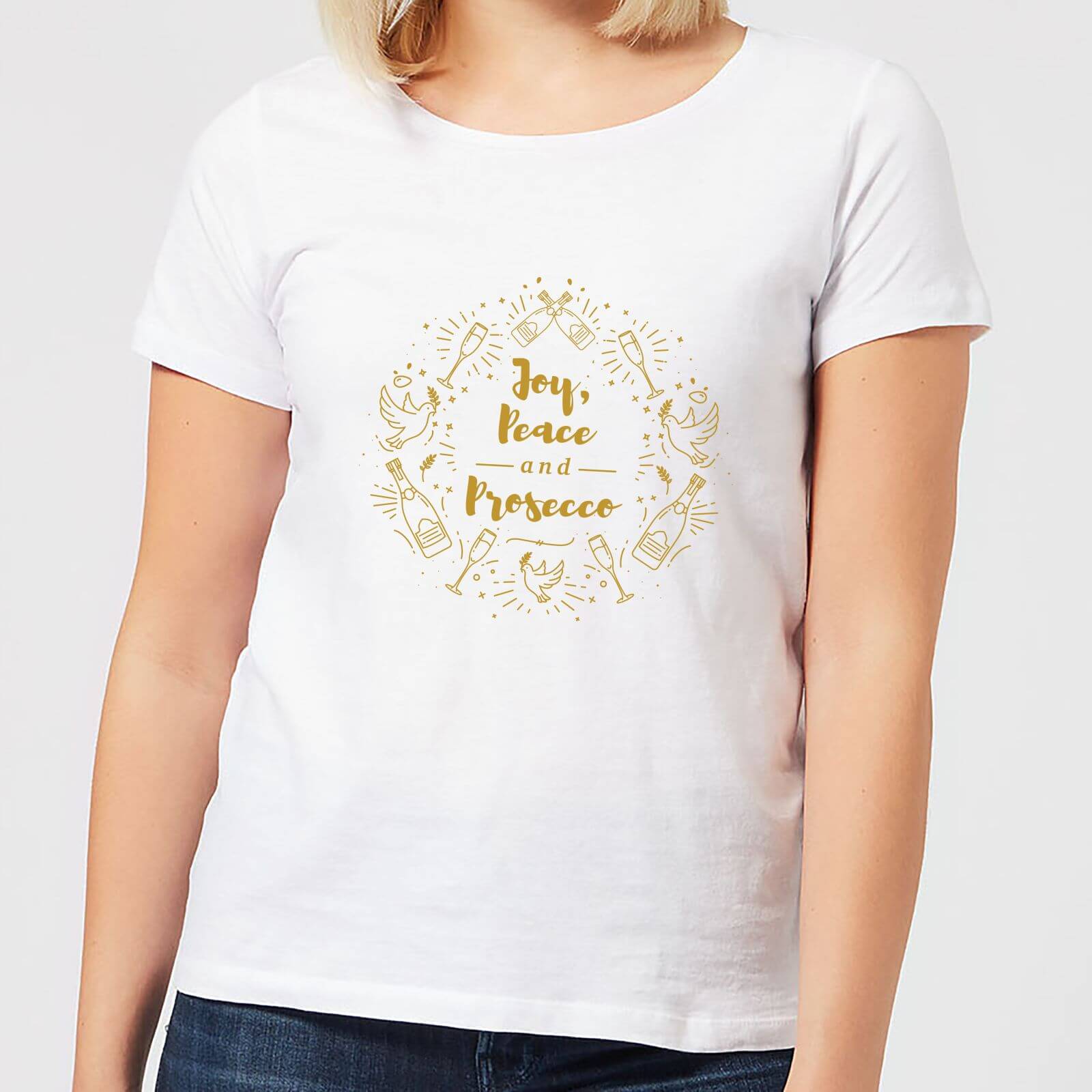 Joy, Peace And Prosecco Women's T-Shirt - White - S