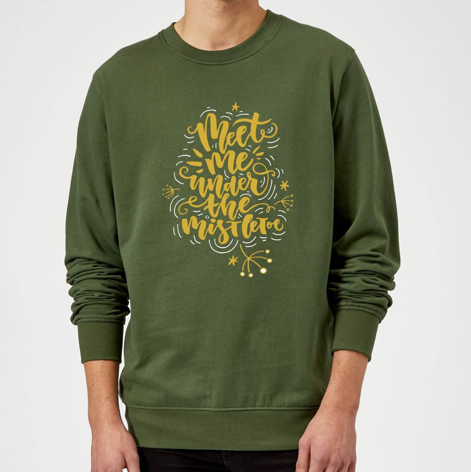 Meet Me Under The Mistletoe Sweatshirt - Forest Green - M - Grey