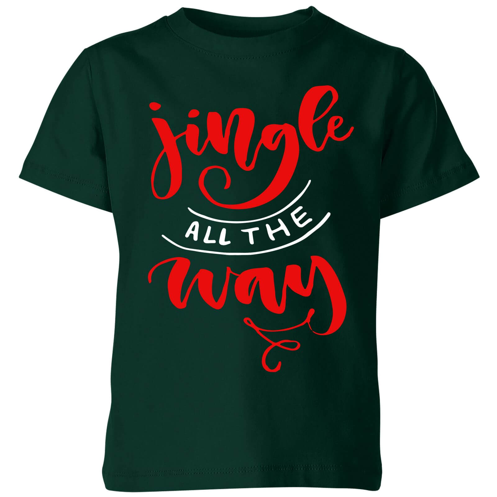 Jingle all the Way Kids' T-Shirt - Forest Green - 3-4 Years