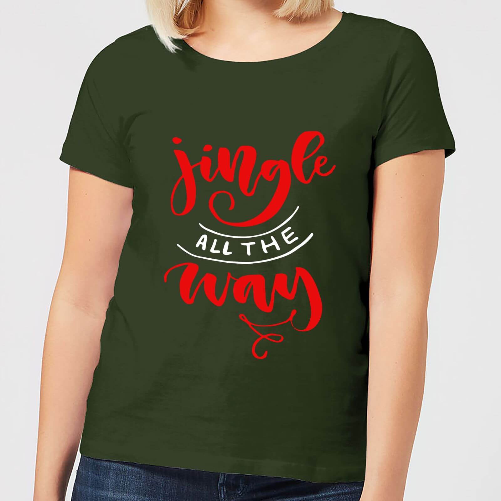 Jingle all the Way Women's T-Shirt - Forest Green - S - Forest Green