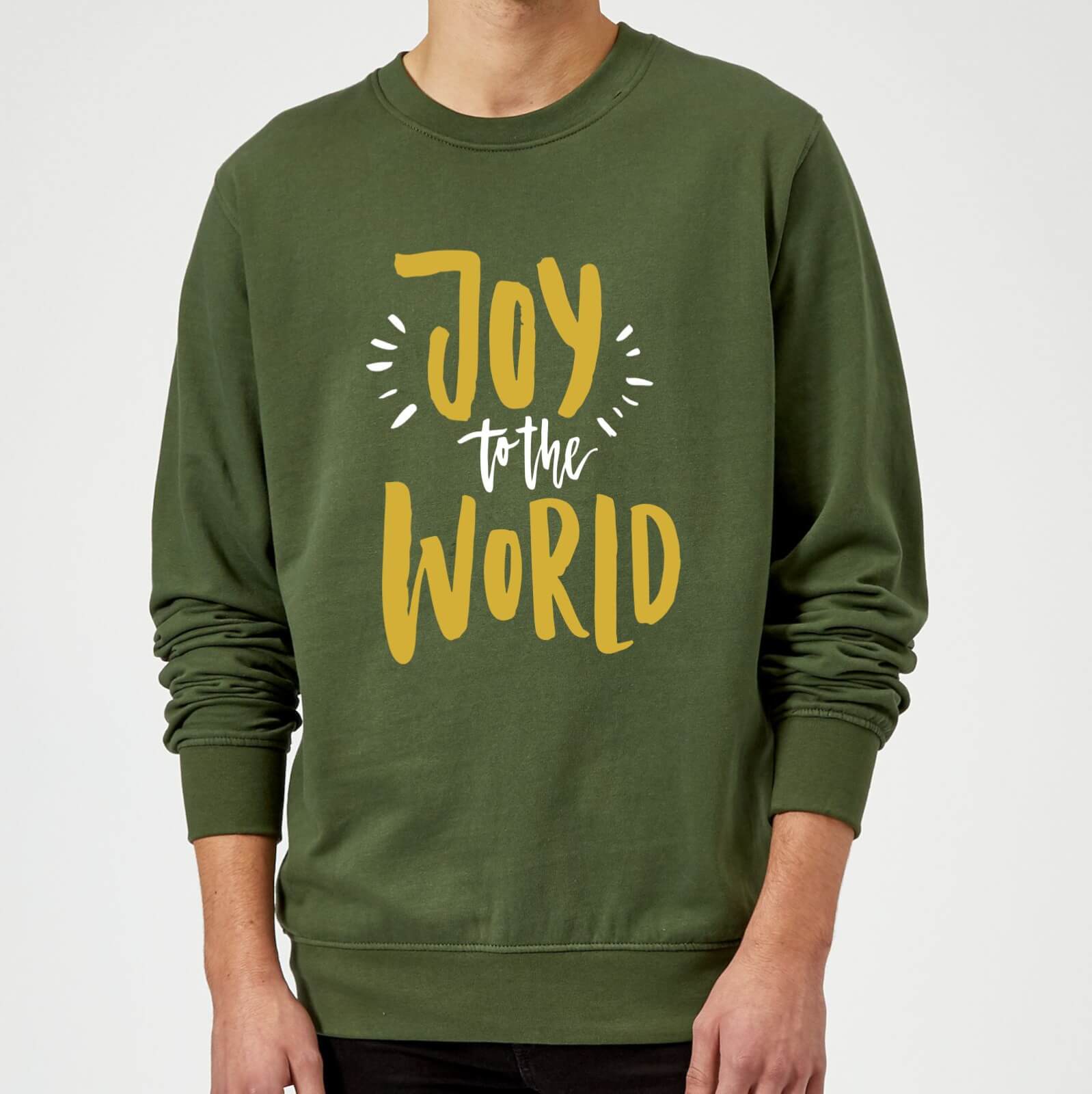 Joy to the World Sweatshirt - Forest Green - M - Grey