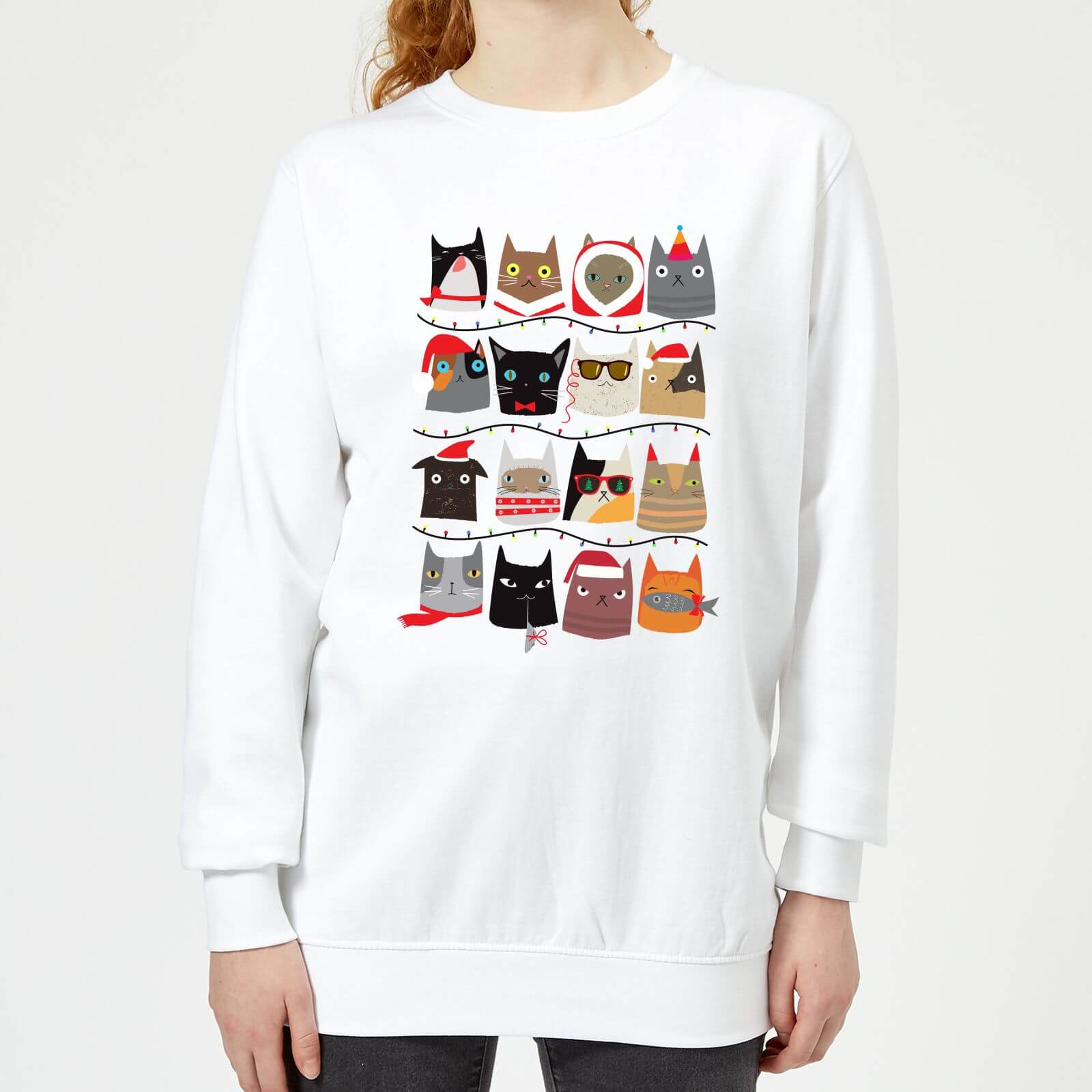 Christmas Cats Women's Sweatshirt - White - XS