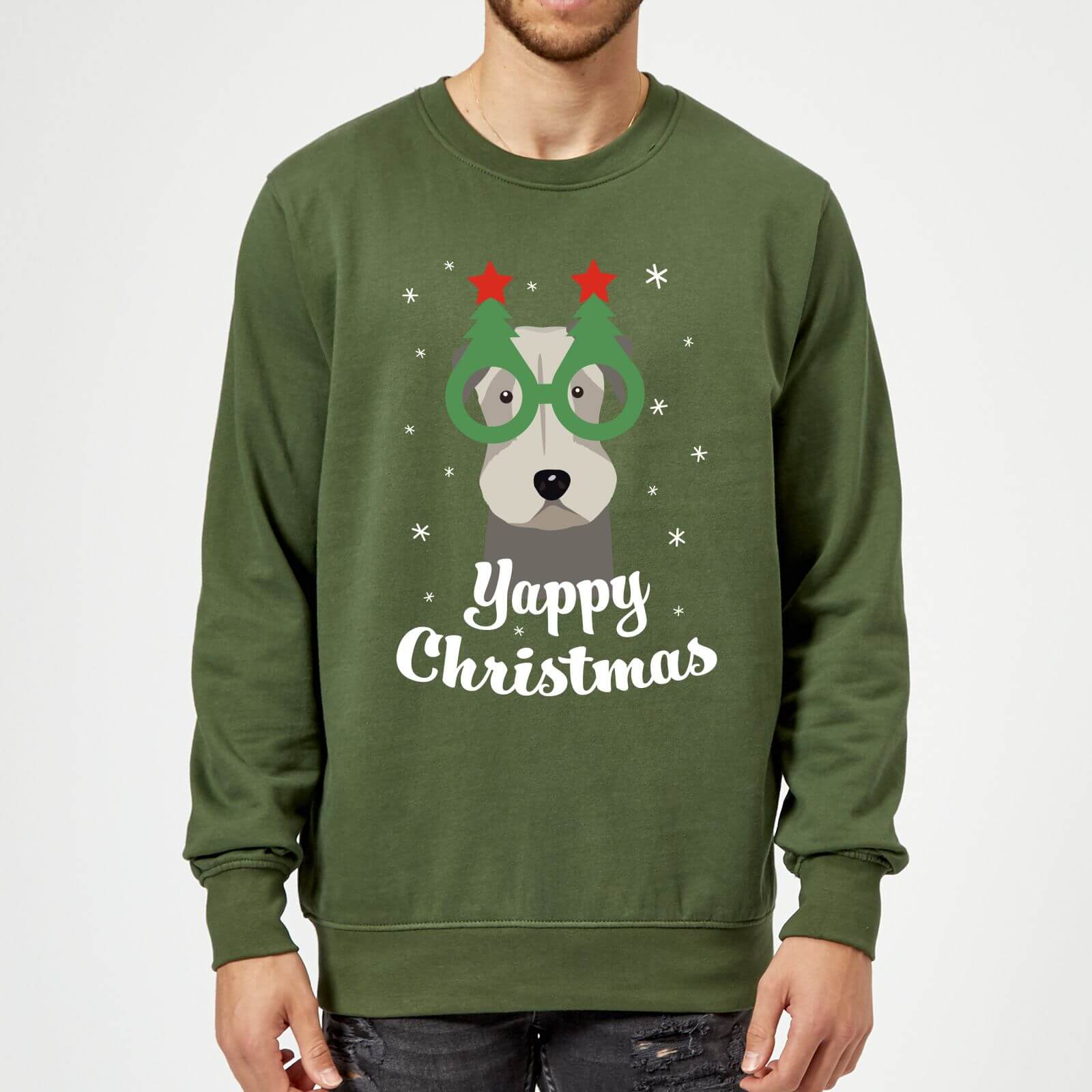 Yappy Christmas Sweatshirt - Forest Green - M - Kelly Green