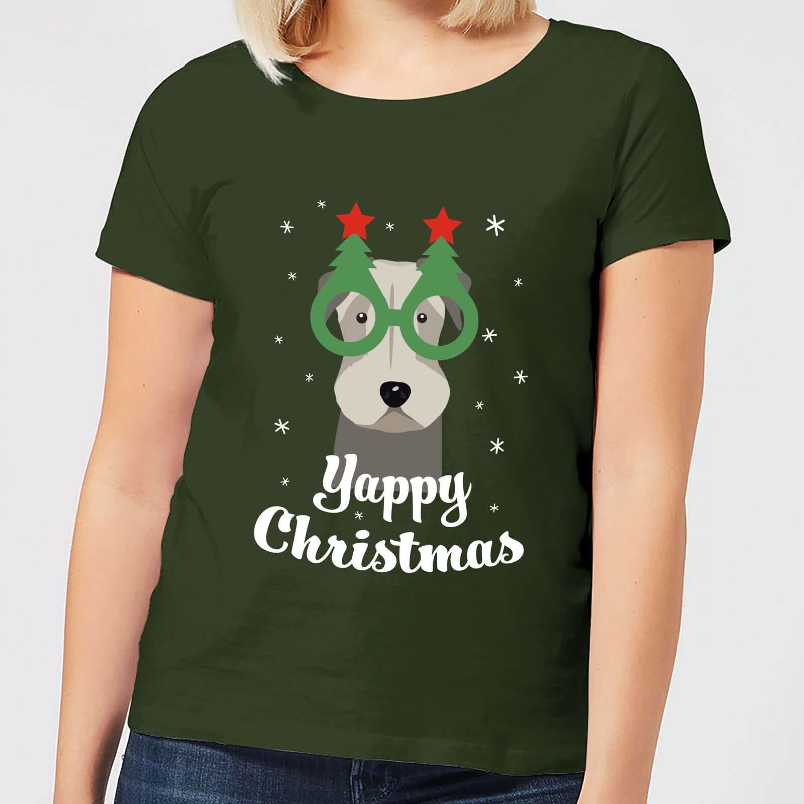Yappy Christmas Women's T-Shirt - Forest Green - S