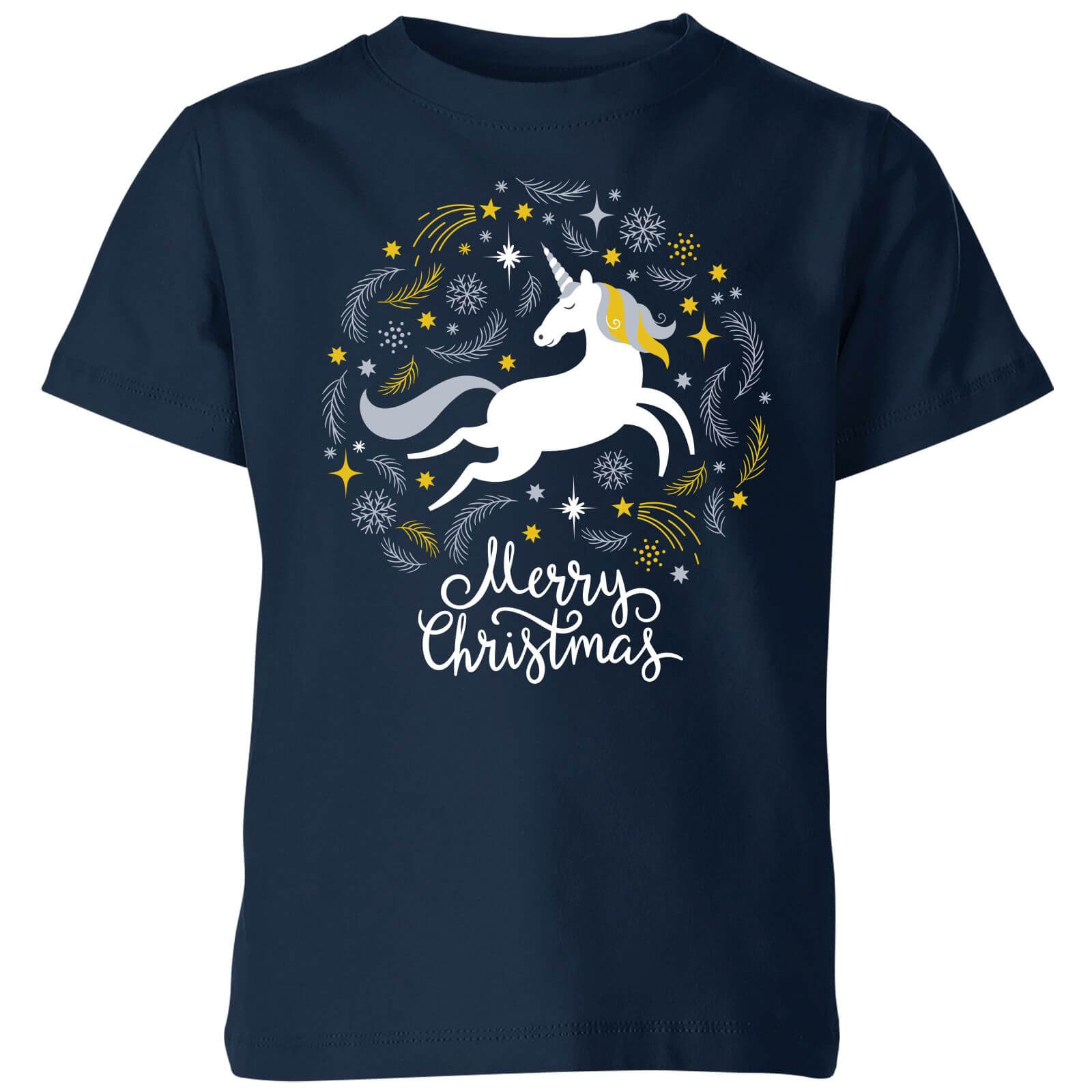 Unicorn Christmas Kids' T-Shirt - Navy - 3-4 Years - Navy