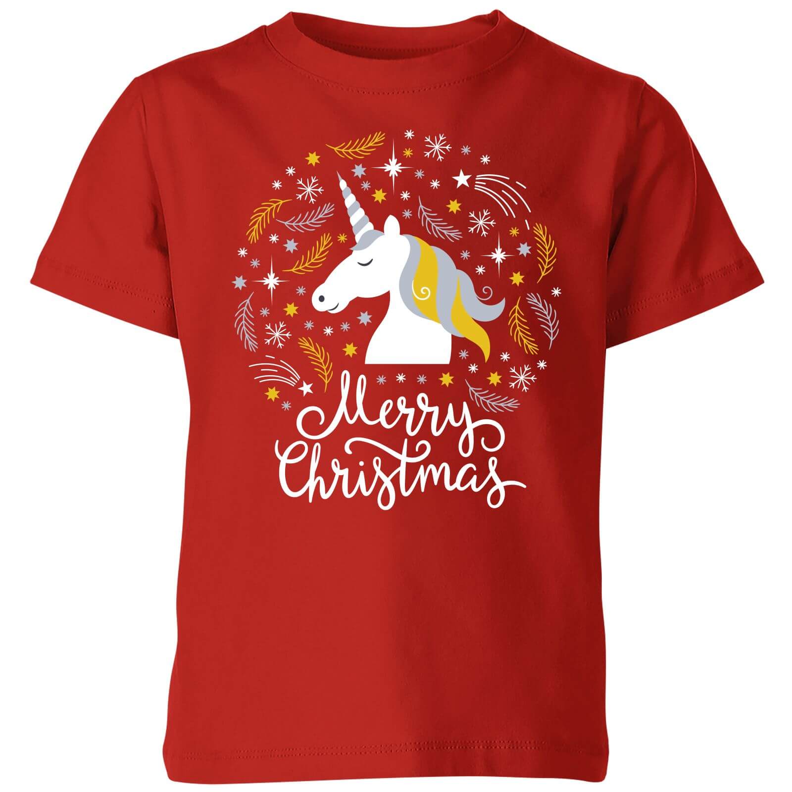 Unicorn Christmas Kids' T-Shirt - Red - 3-4 Years