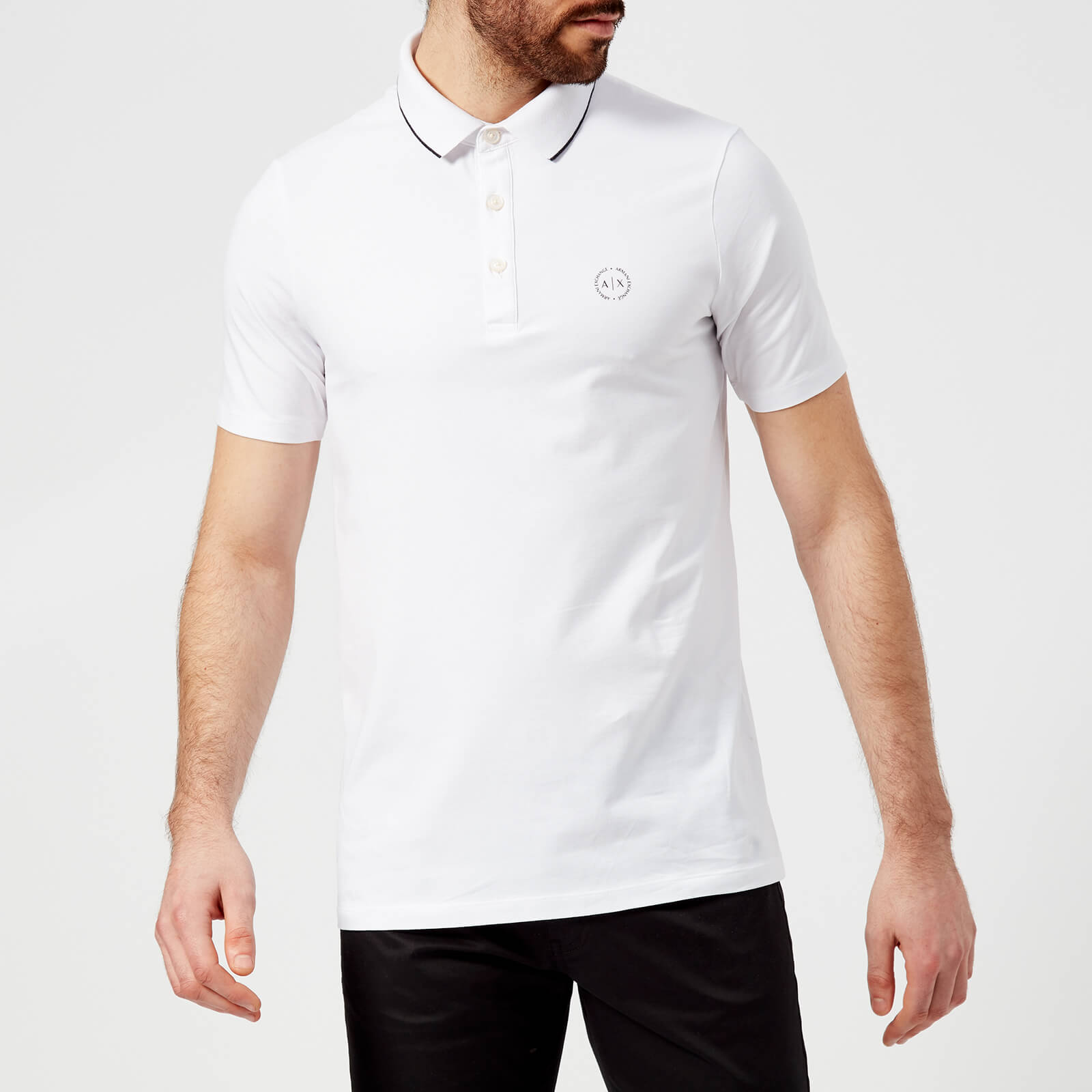Armani Exchange Men's Tipped Polo Shirt - White - L - White