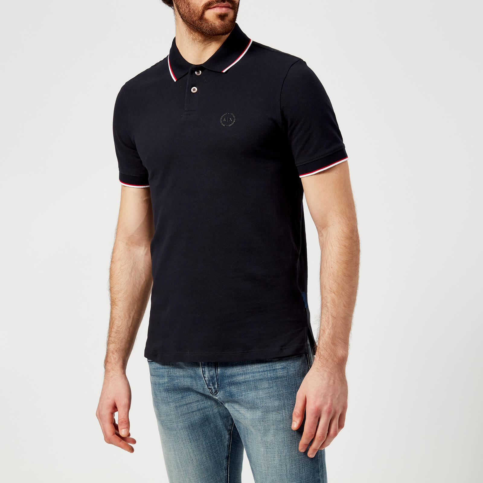 Armani Exchange Men's Tipped Polo Shirt - Navy - L