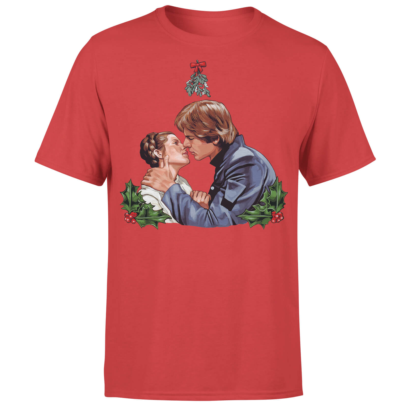 

T-Shirt Star Wars Christmas Mistletoe Kiss Red - L - Rosso