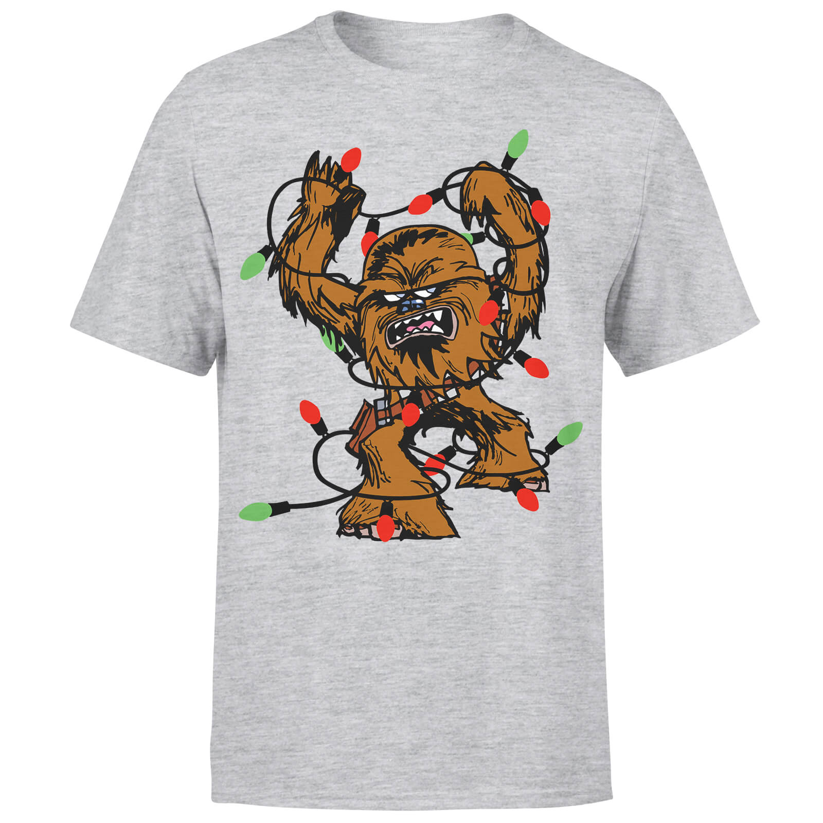 Camiseta Navidad Star Wars Chewbacca Luces de Navidad - Hombre/Mujer - Gris - XL