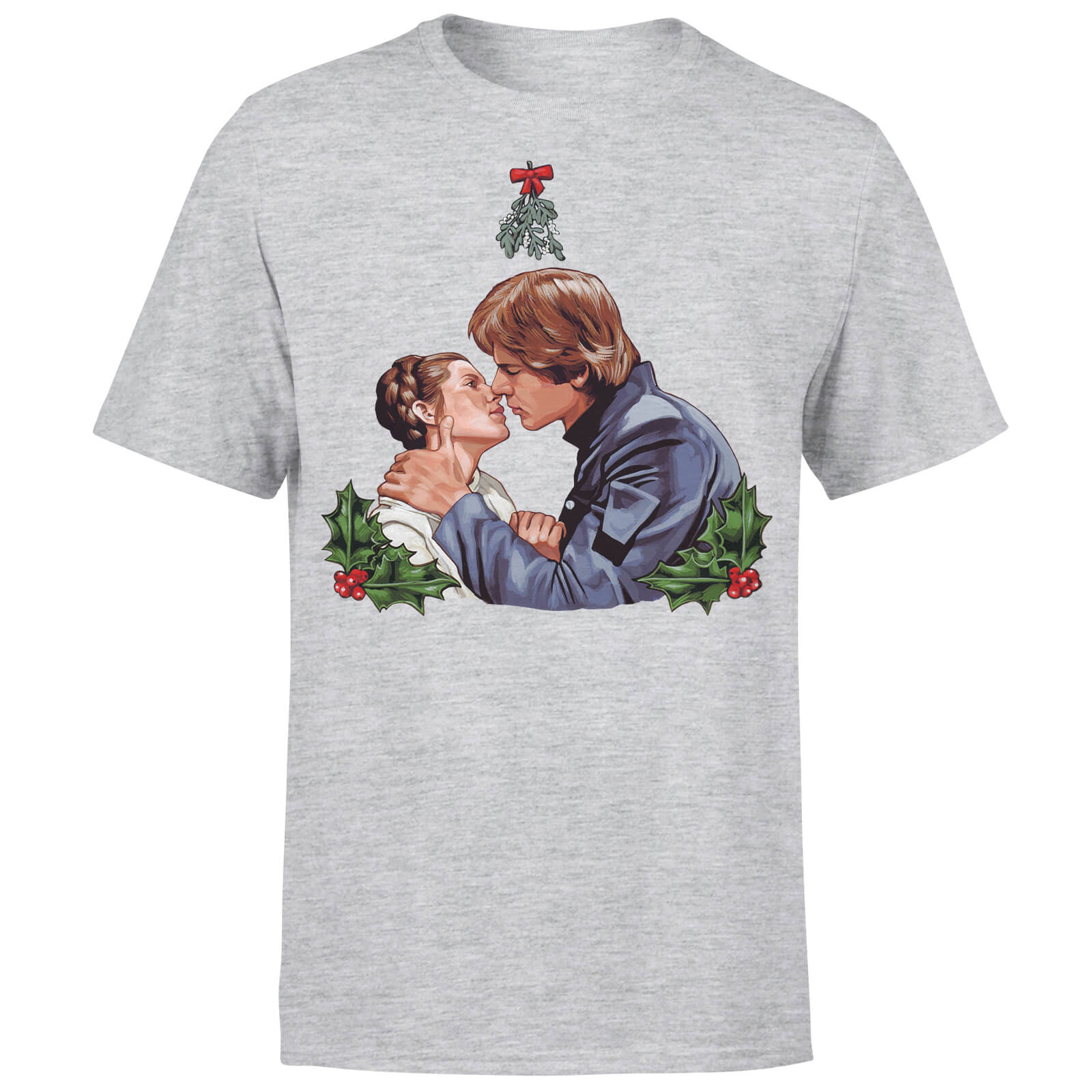 

T-Shirt Star Wars Christmas Mistletoe Kiss Grey - S