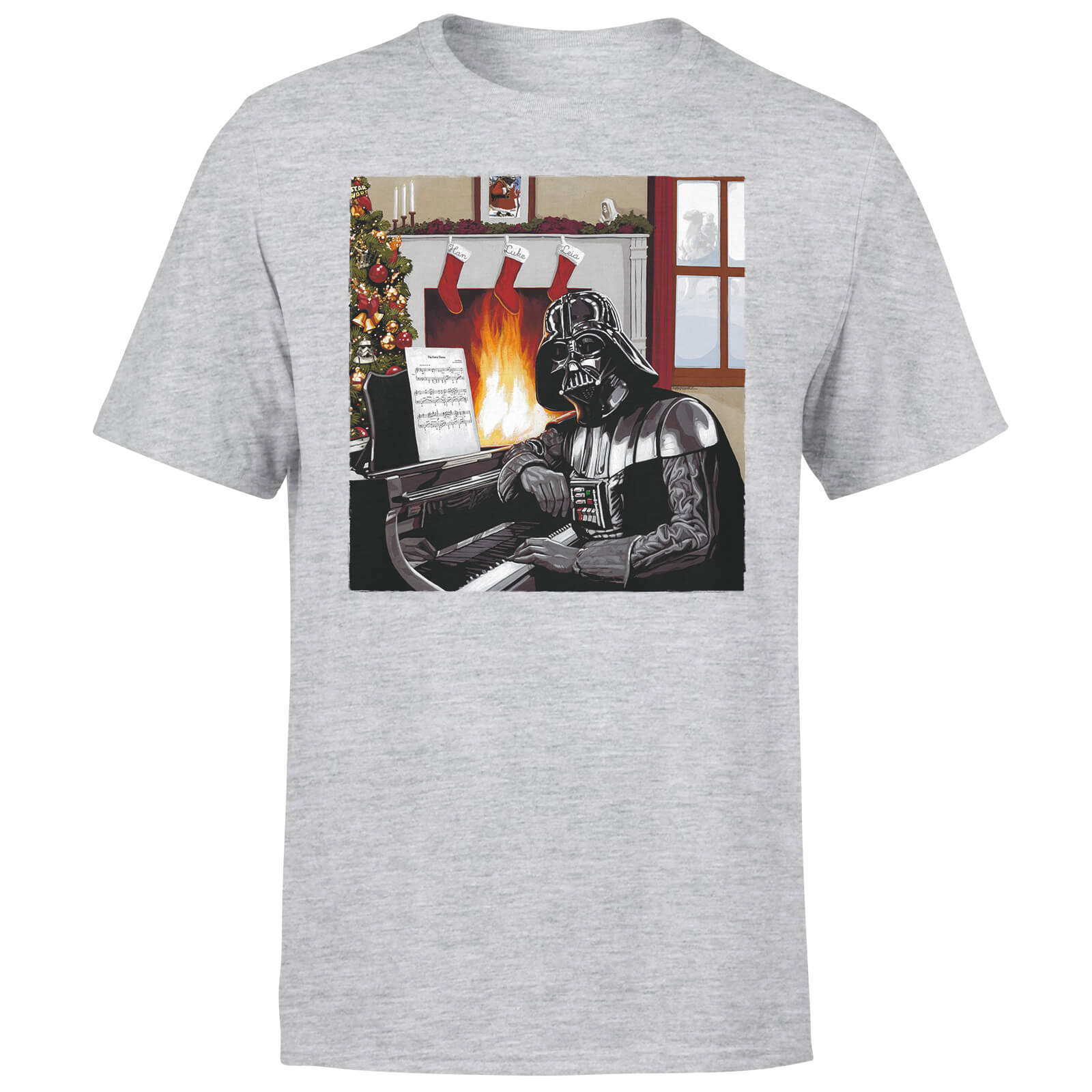 

T-Shirt Star Wars Christmas Darth Vader Piano Player Grey - XL