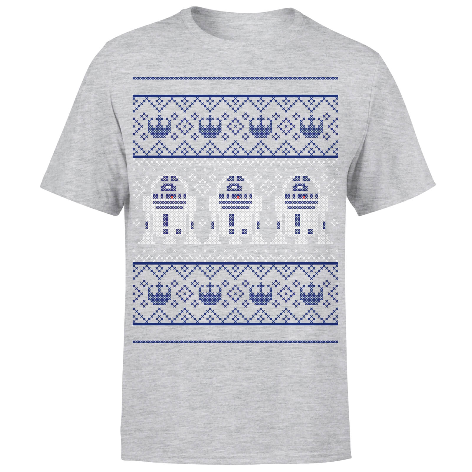 T-Shirt Star Wars Christmas R2D2 Knit Grey - L