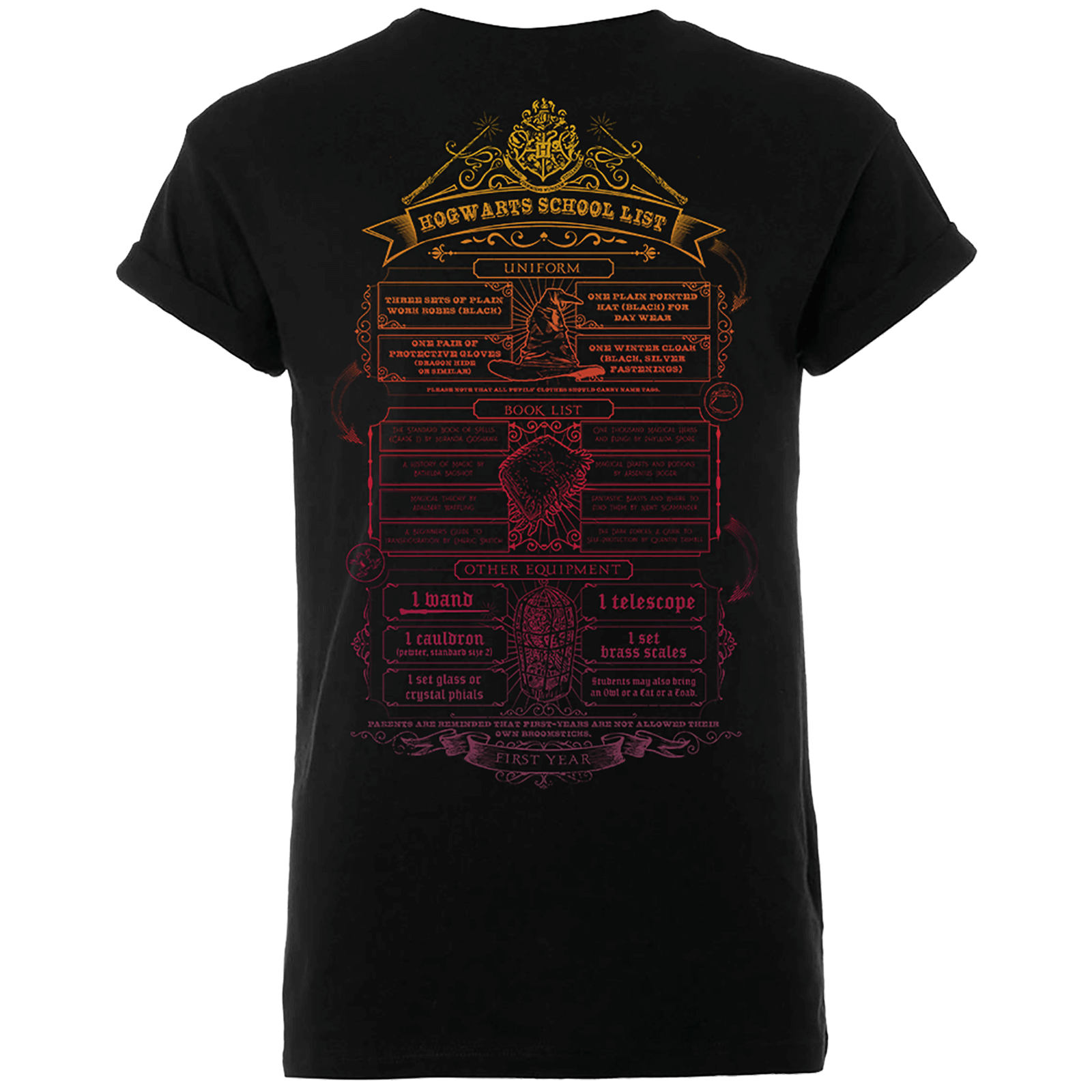 T-Shirt Harry Potter Hogwarts School List Black - Uomo - L