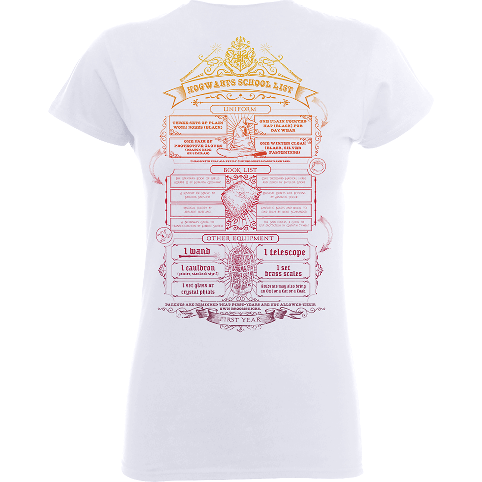

T-Shirt Harry Potter Hogwarts School List White - Donna - S