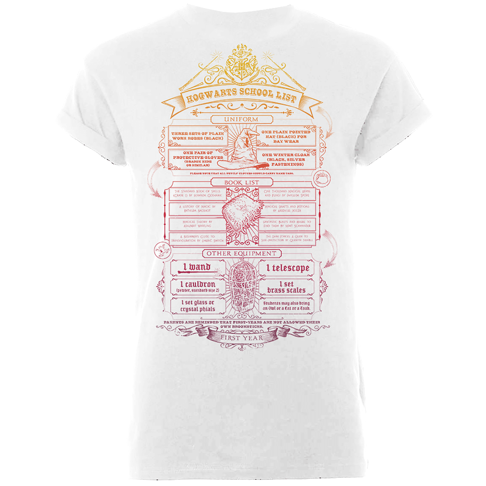 

T-Shirt Harry Potter Hogwarts School List White - Uomo - M