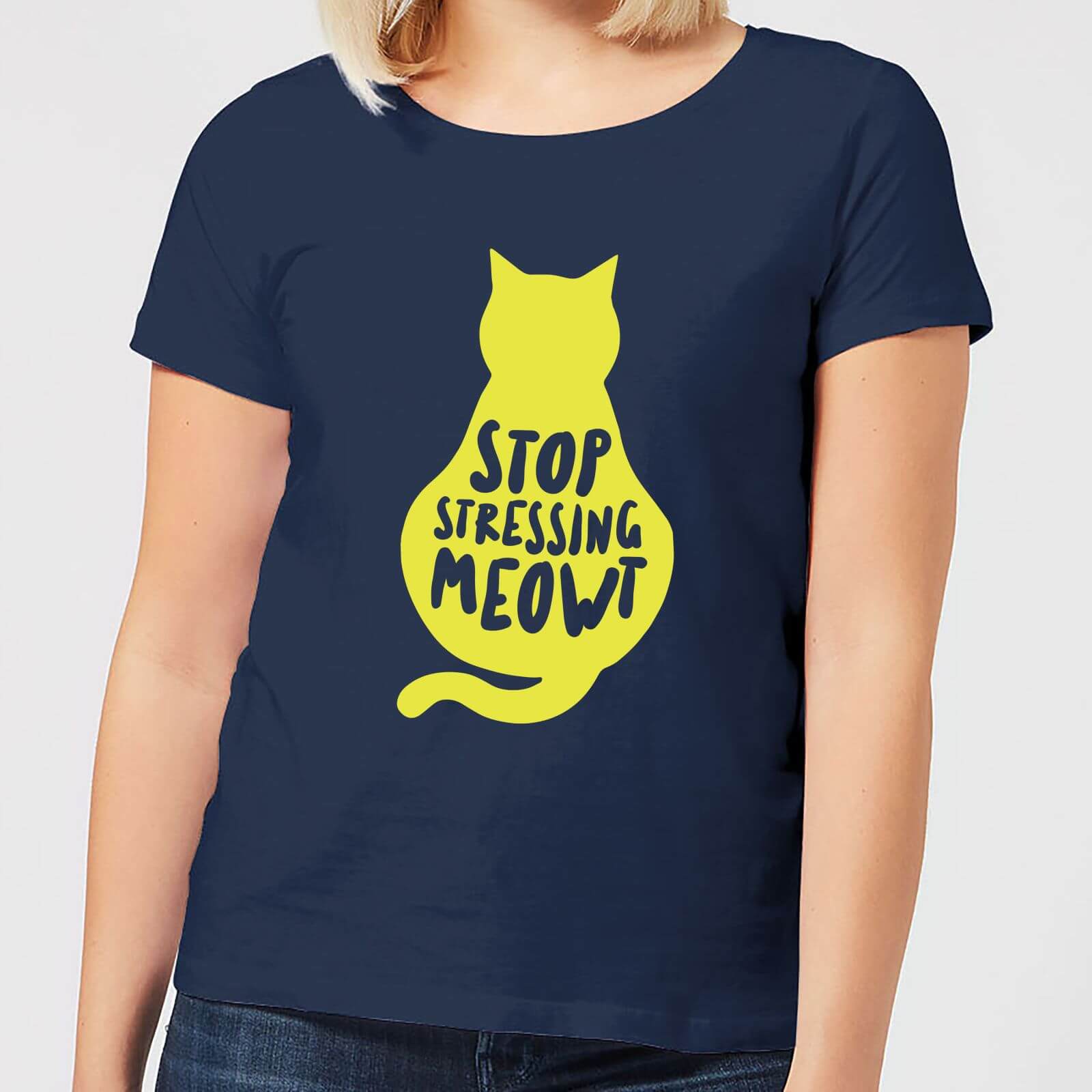 Stop Stressing Meowt Women's T-Shirt - Navy - S