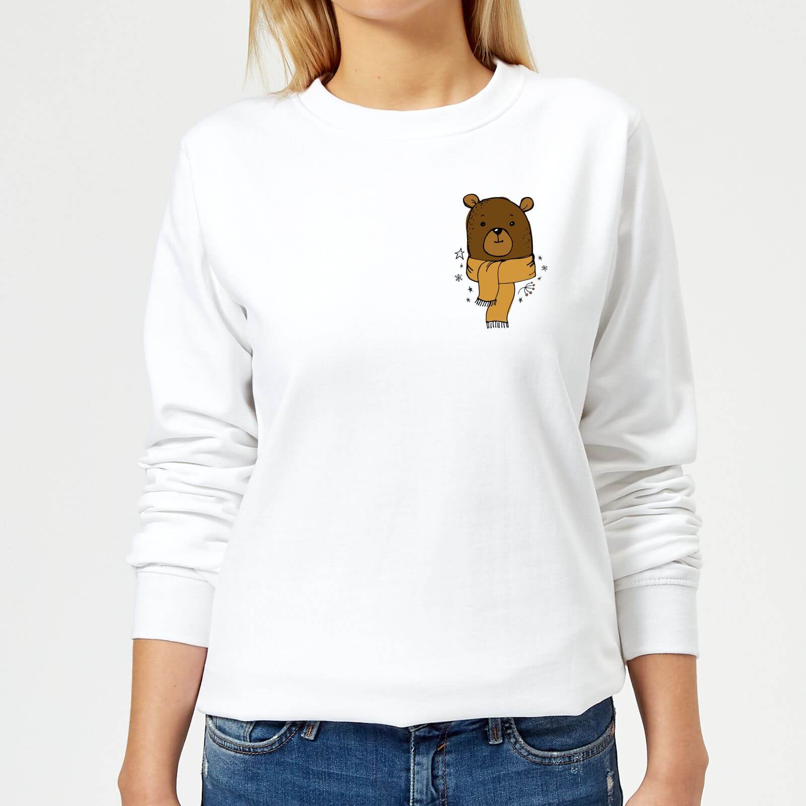 Christmas Bear Pocket Women's Sweatshirt - White - XS - White