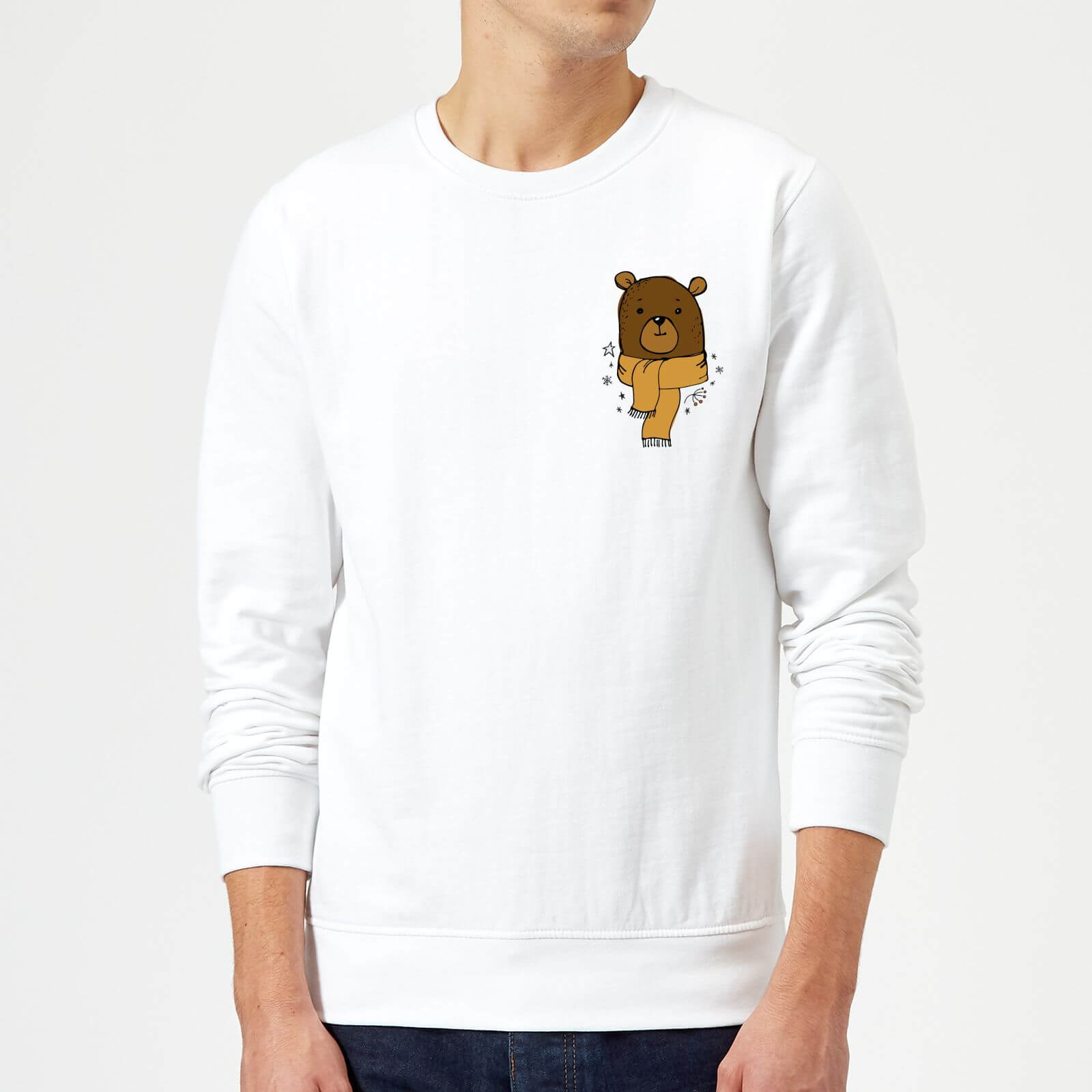 Christmas Bear Pocket Sweatshirt - White - M
