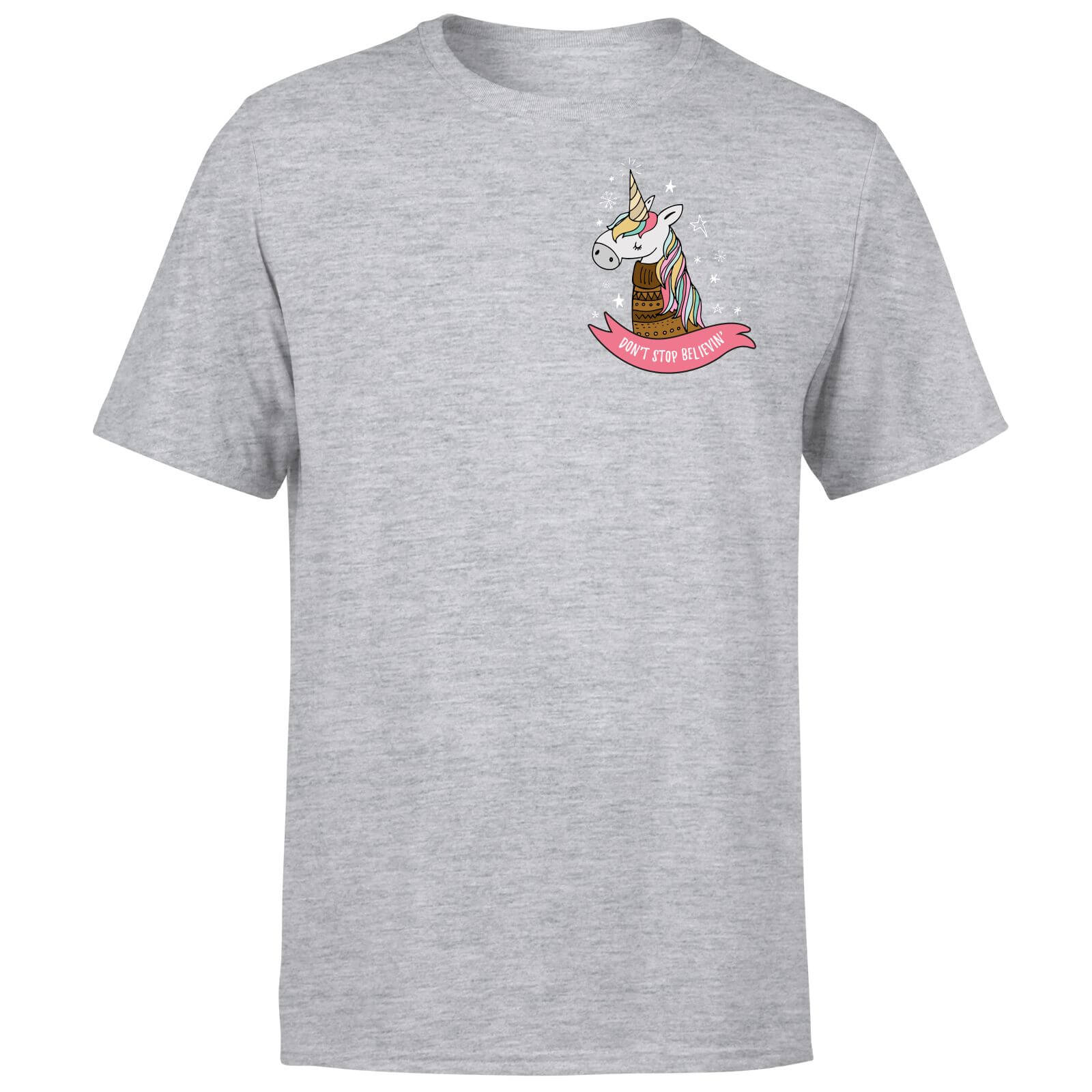 Christmas Unicorn Pocket T-Shirt - Grey - S - Grey