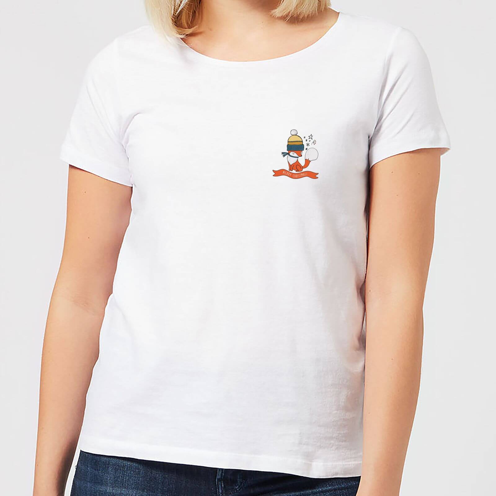 Christmas Fox Pocket Women's T-Shirt - White - 3XL - Blanc