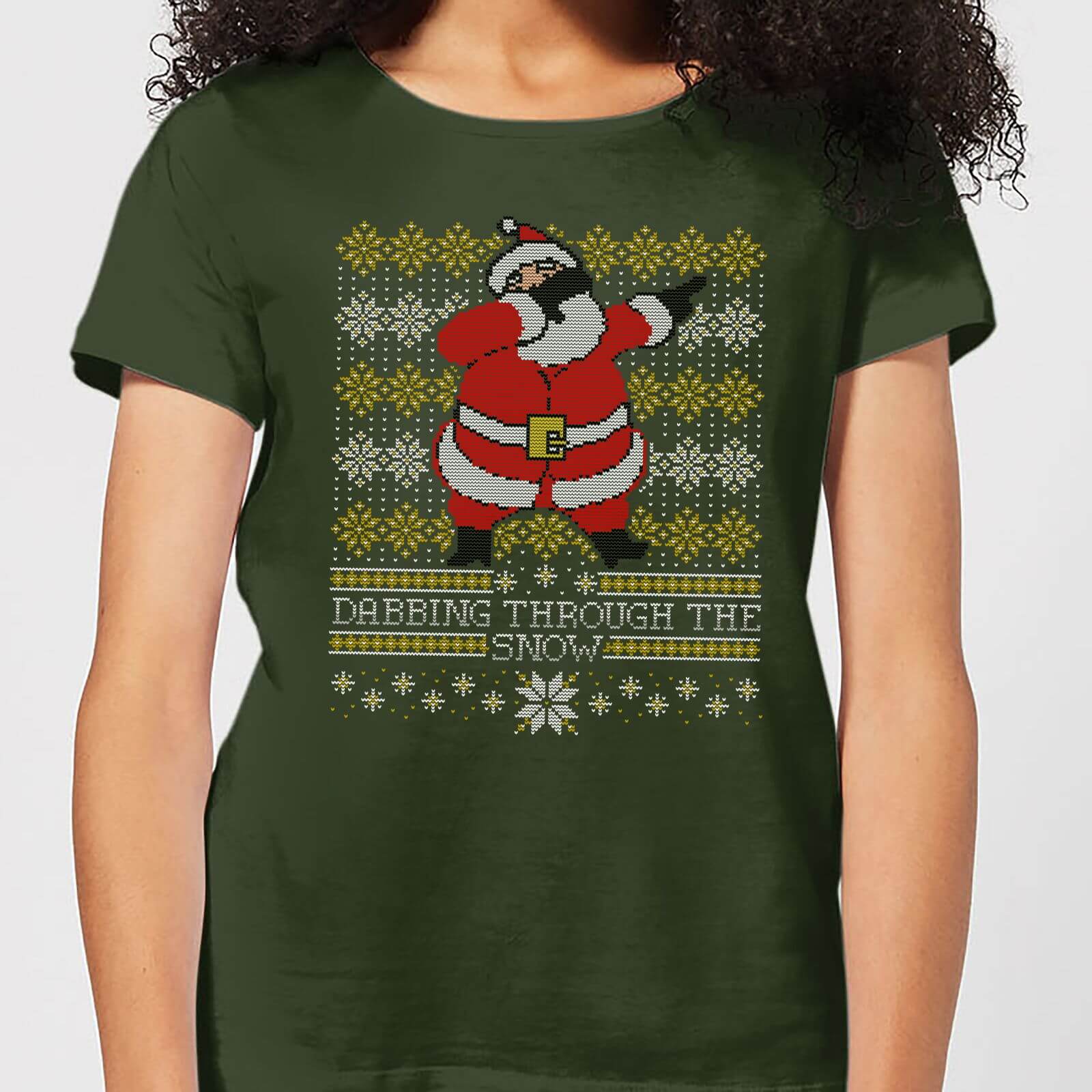 Dabbing through the snow Fair Isle Women's T-Shirt - Forest Green - M - Forest Green