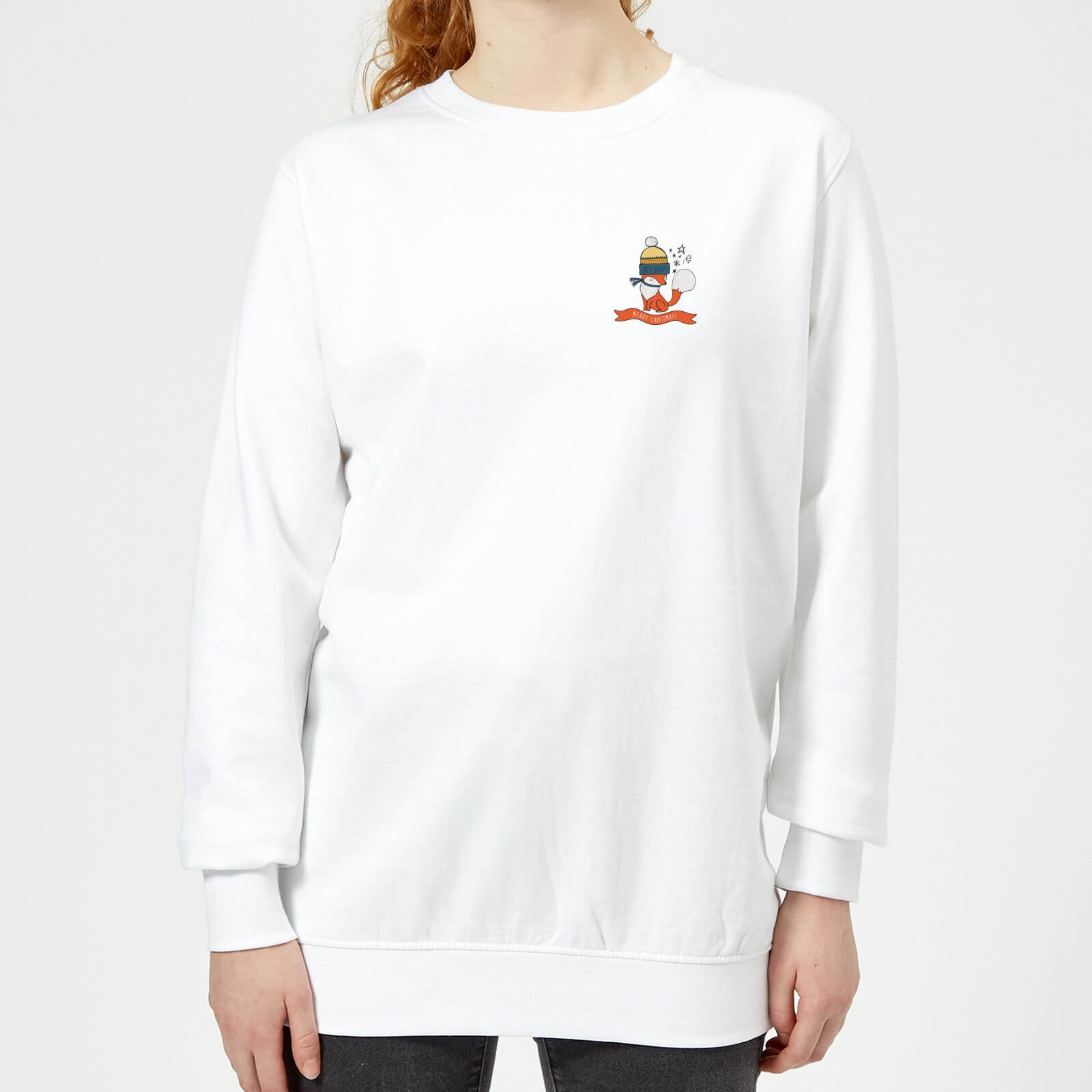 Christmas Fox Pocket Women's Sweatshirt - White - XS - White