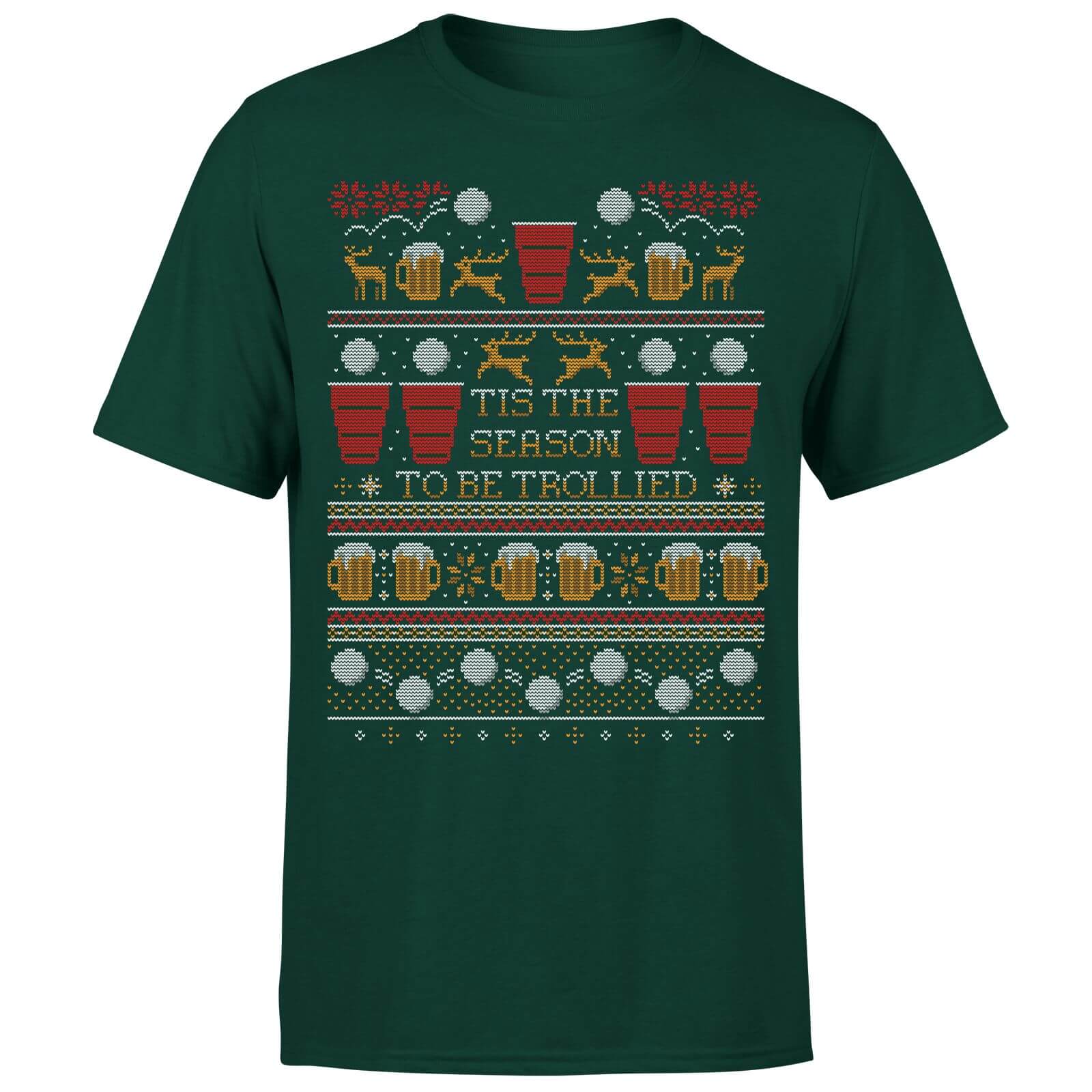 Tis The Season To Be Trollied T-Shirt - Forest Green - S - Forest Green