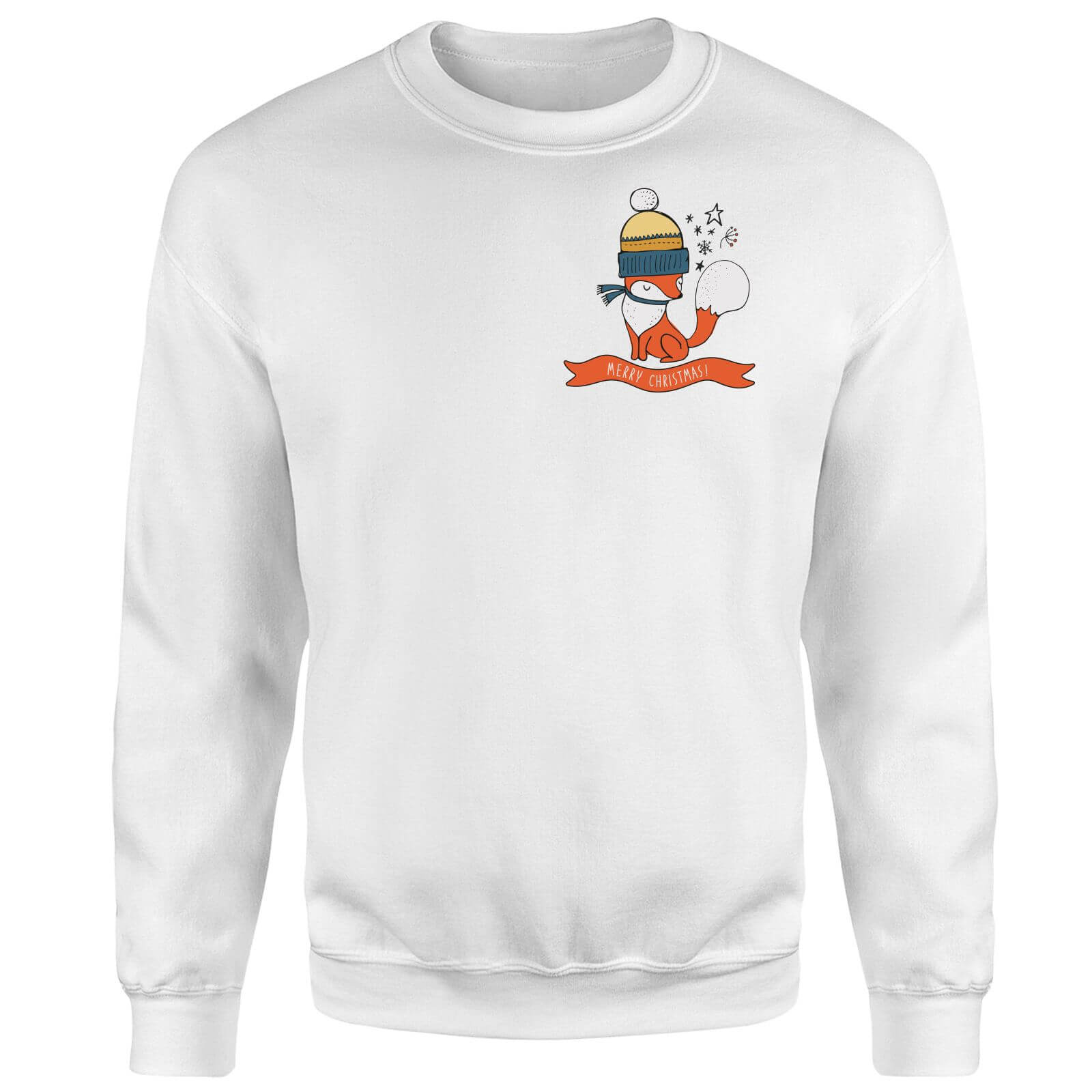Christmas Fox Pocket Sweatshirt - White - S - White