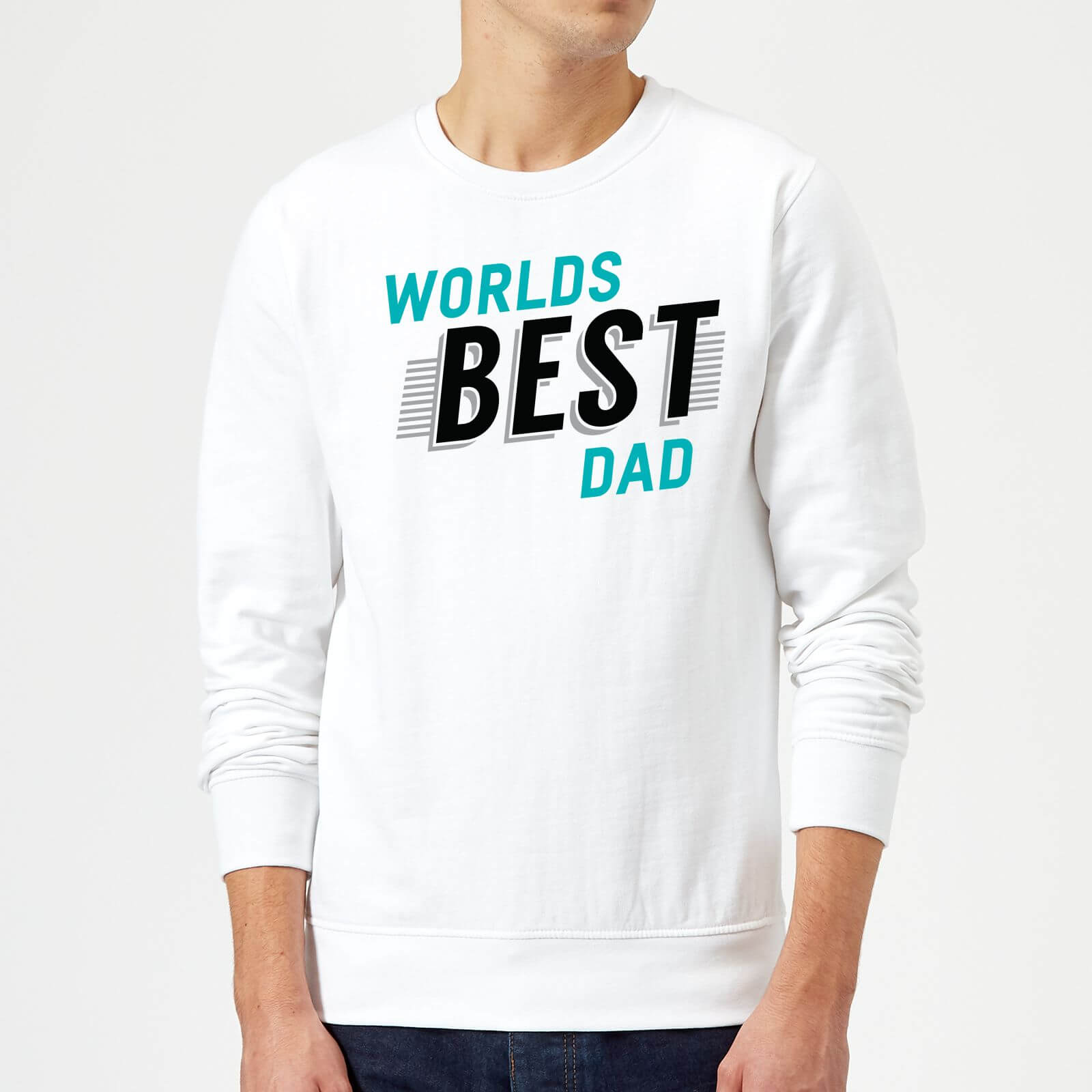 Worlds Best Dad Sweatshirt - White - S - White