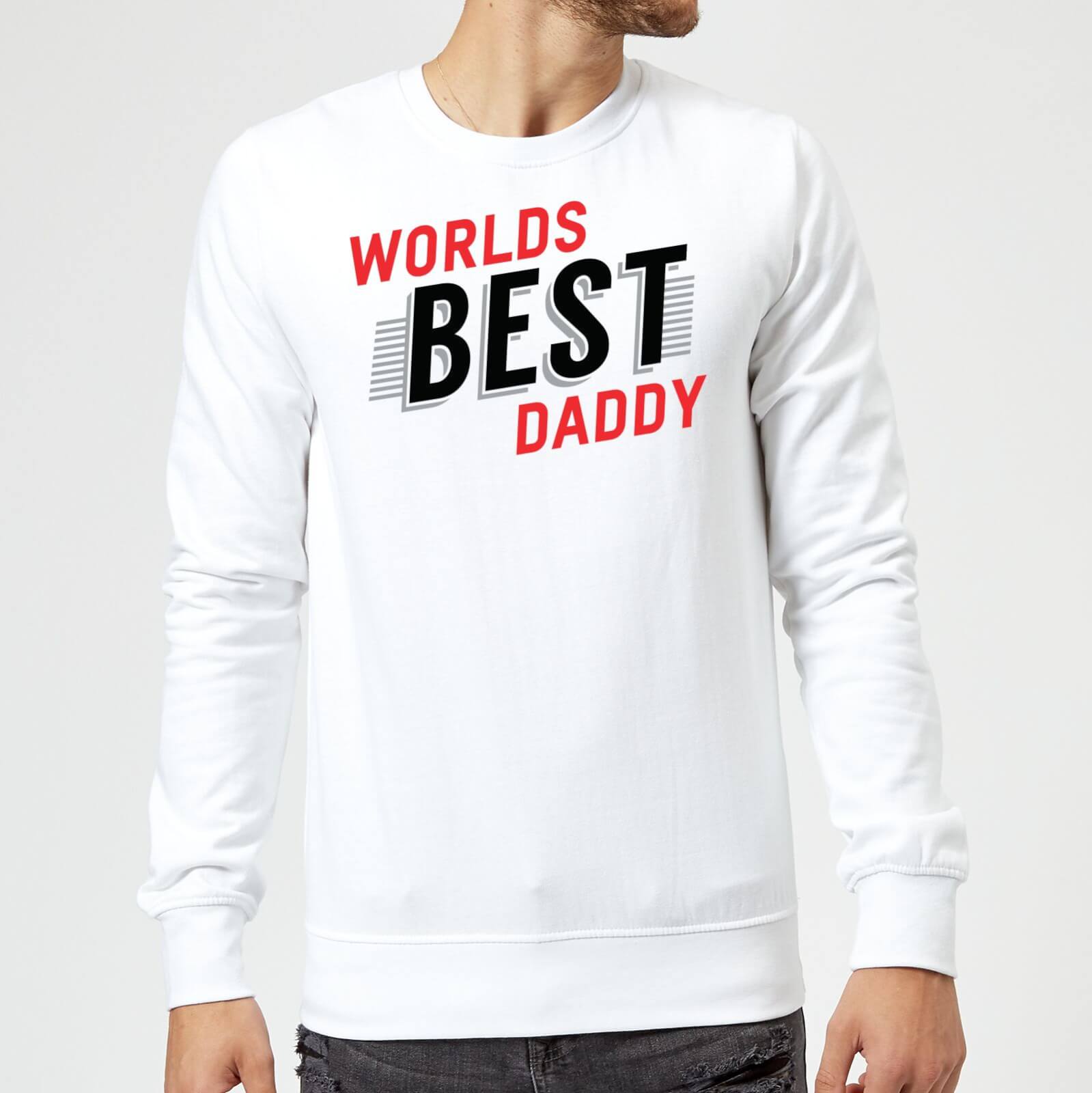 Worlds Best Daddy Sweatshirt - White - S - White
