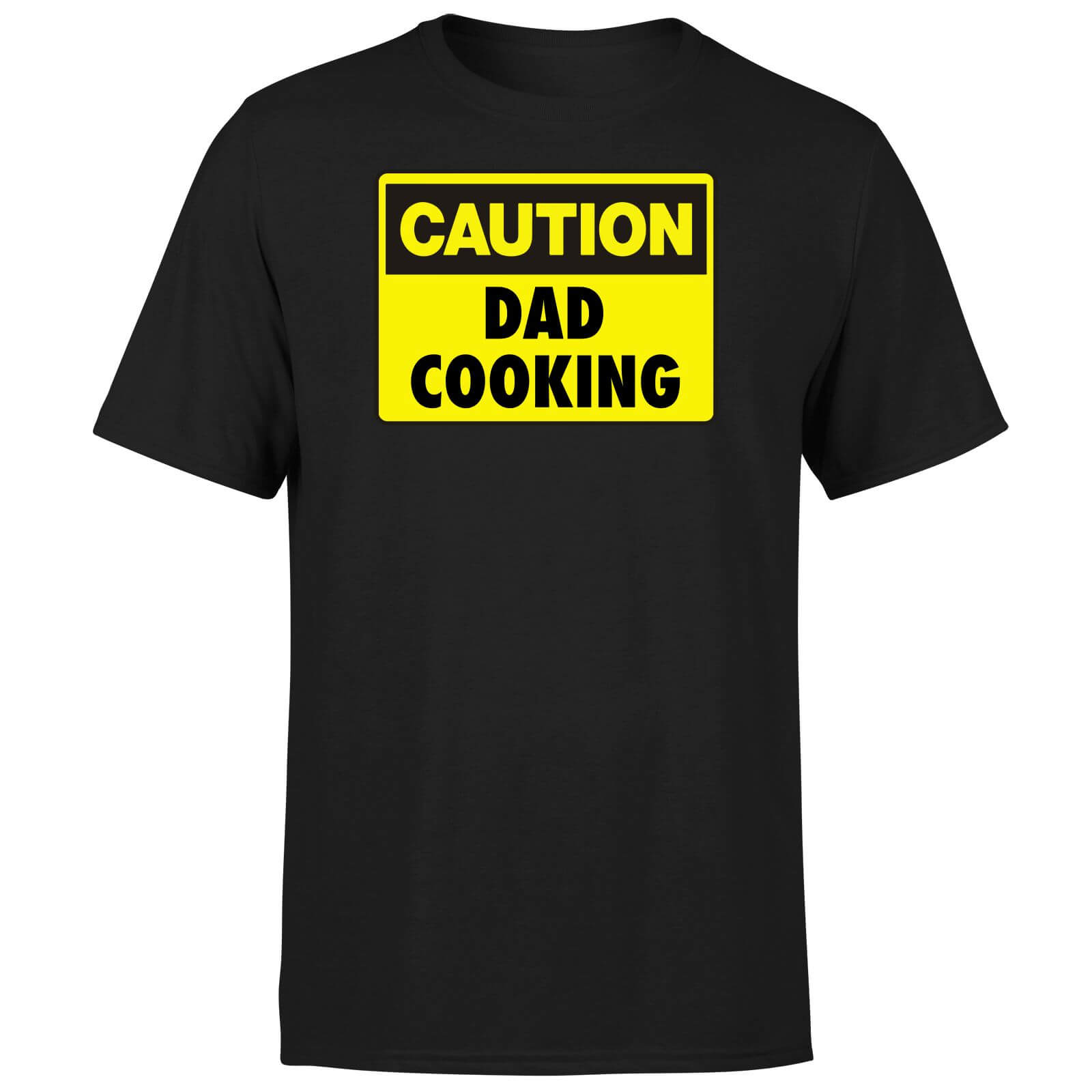 Caution Dad Cooking - Black T-Shirt - S - Black
