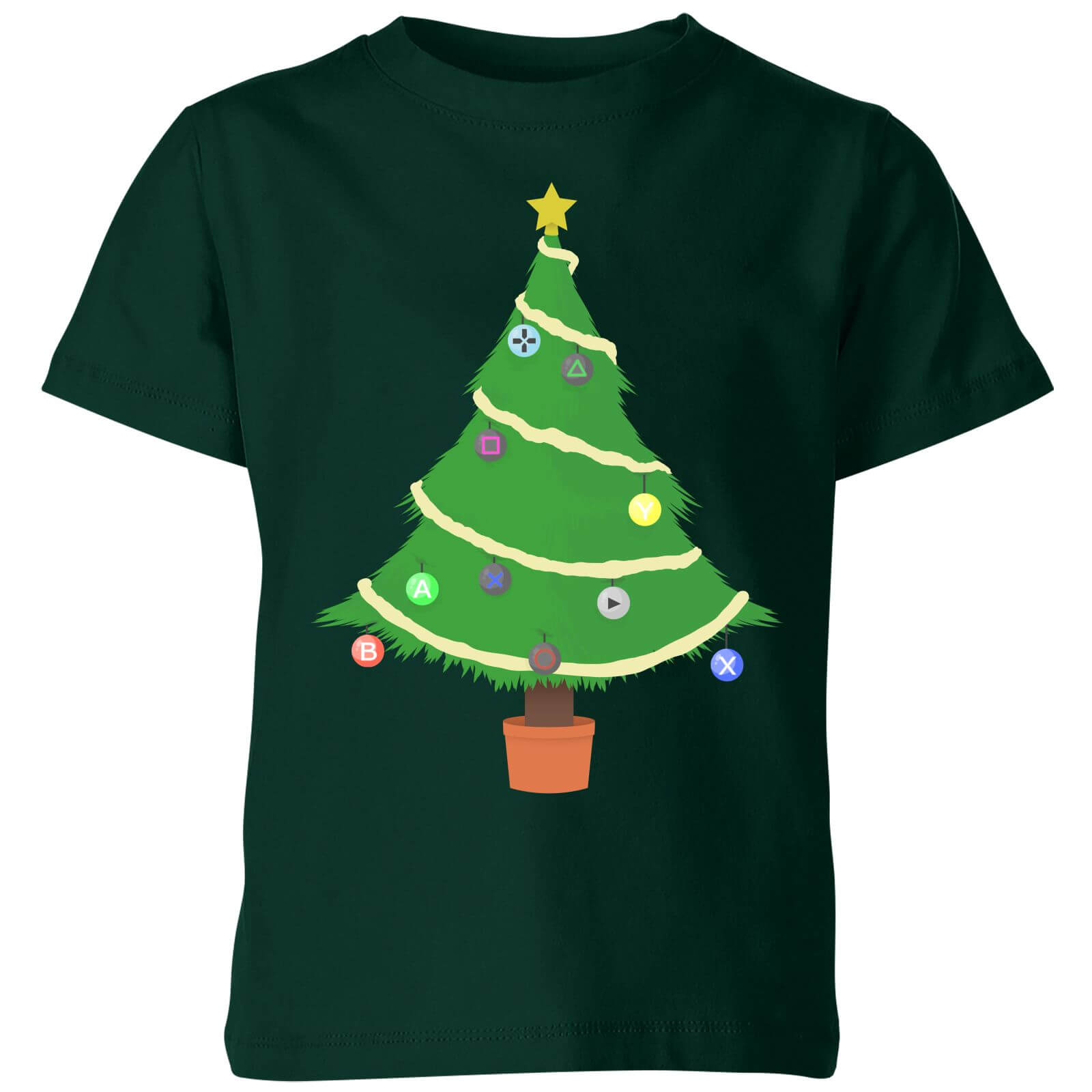 Buttons Tree Kids' T-Shirt - Forest Green - 5-6 Years - Forest Green