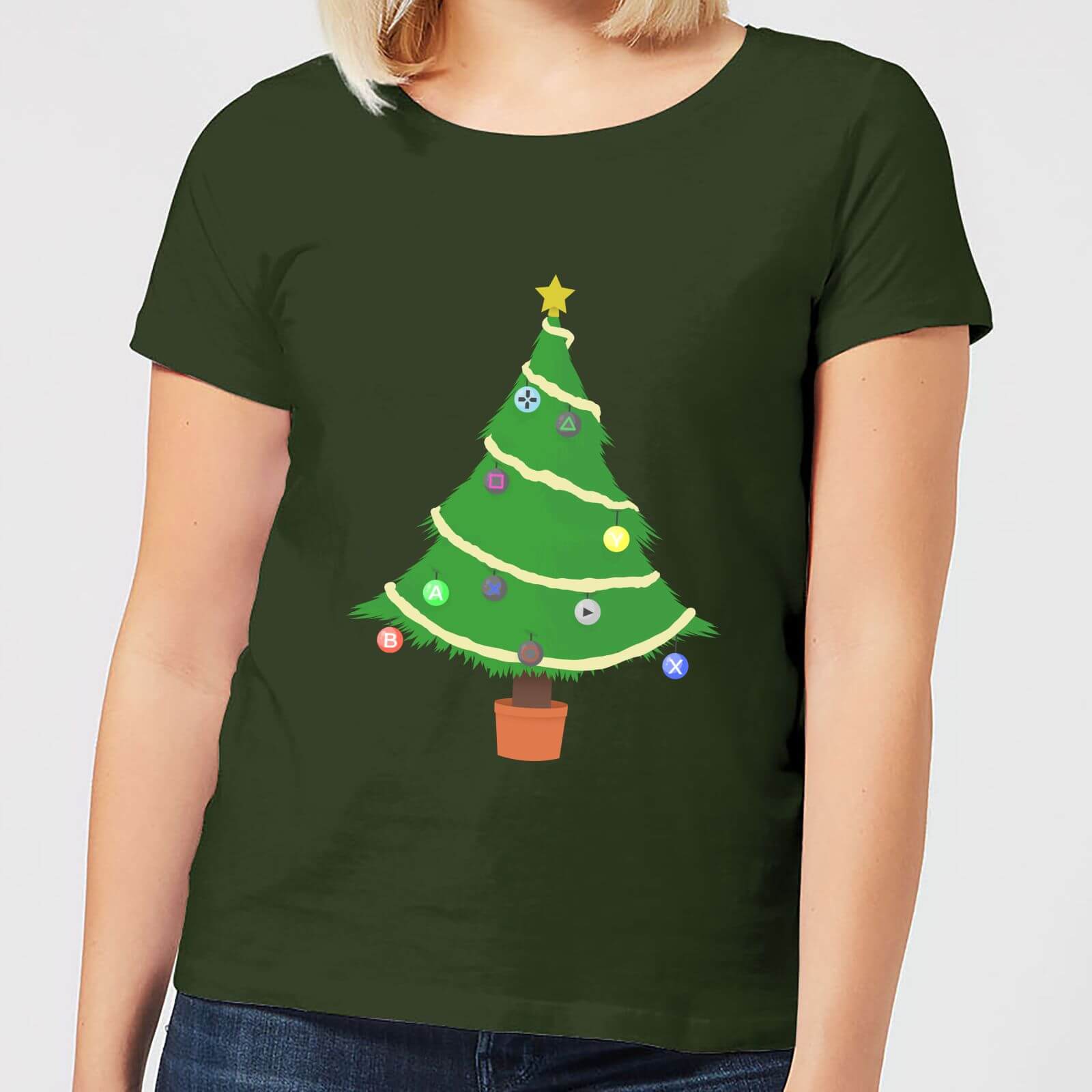 Buttons Tree Women's T-Shirt - Forest Green - M - Forest Green
