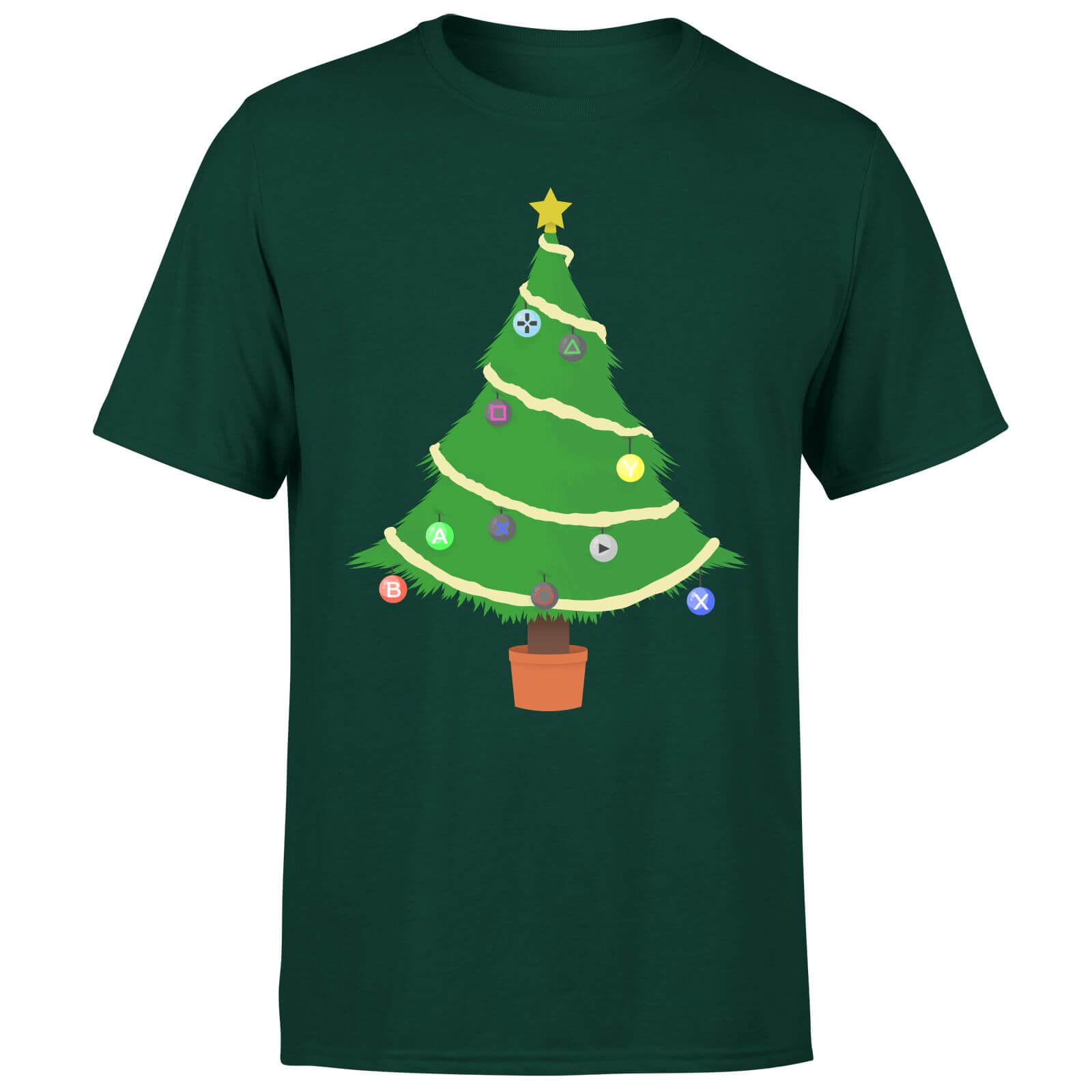 Buttons Tree T-Shirt - Forest Green - S - Forest Green