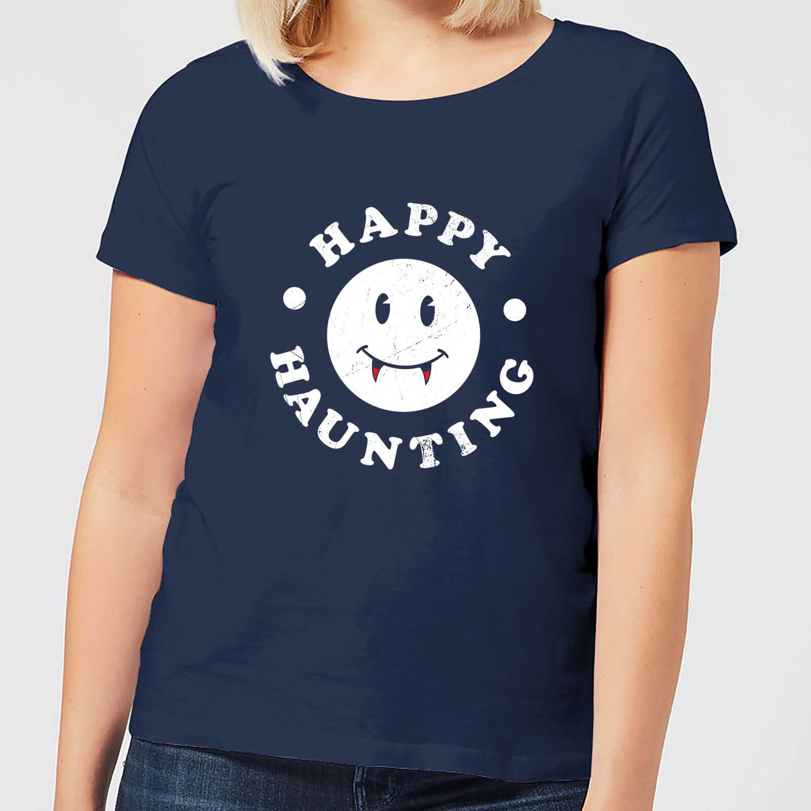 Happy Haunting Women's T-Shirt - Navy - S - Navy