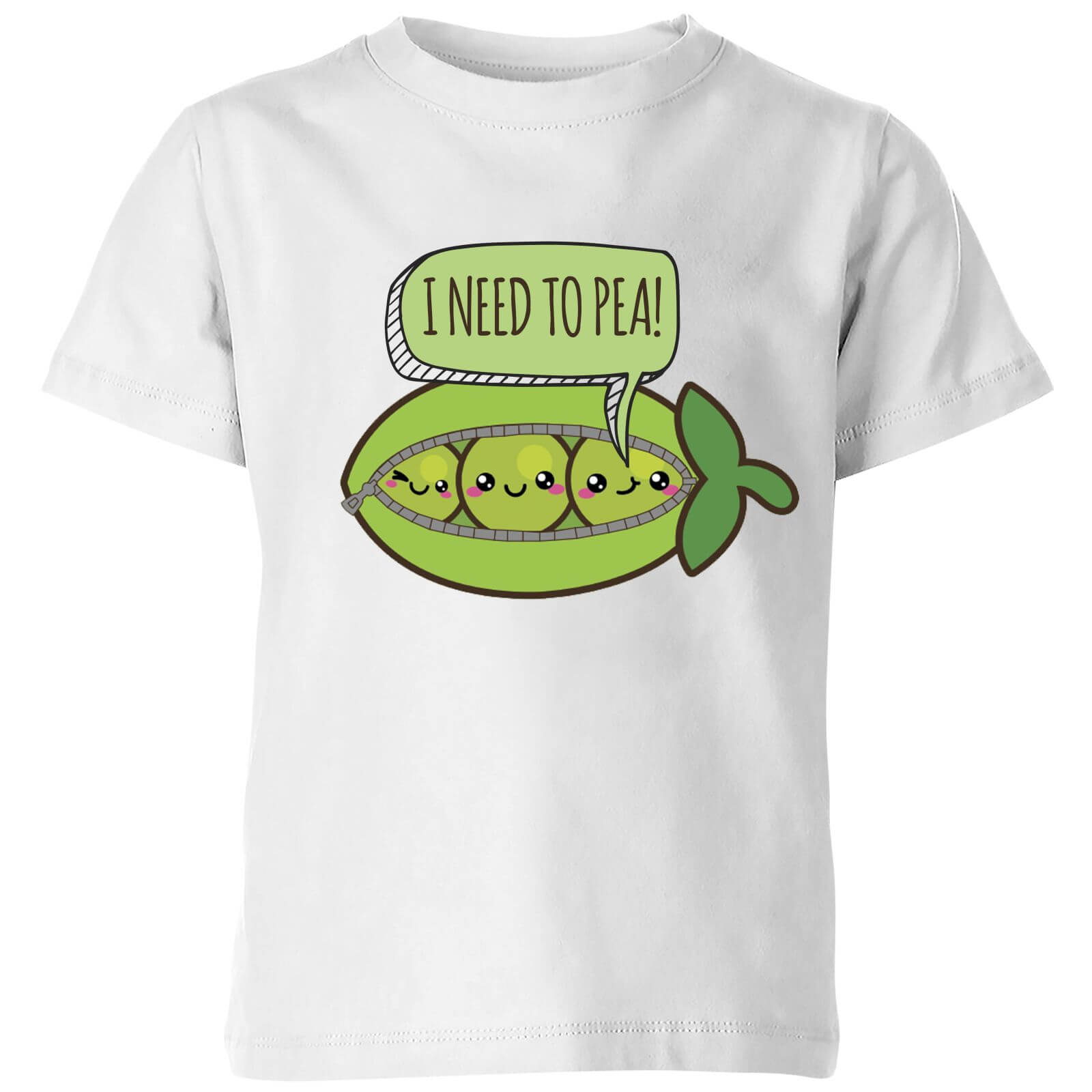 I Need to Pea Kids T-Shirt - White - 5-6 ans - Blanc